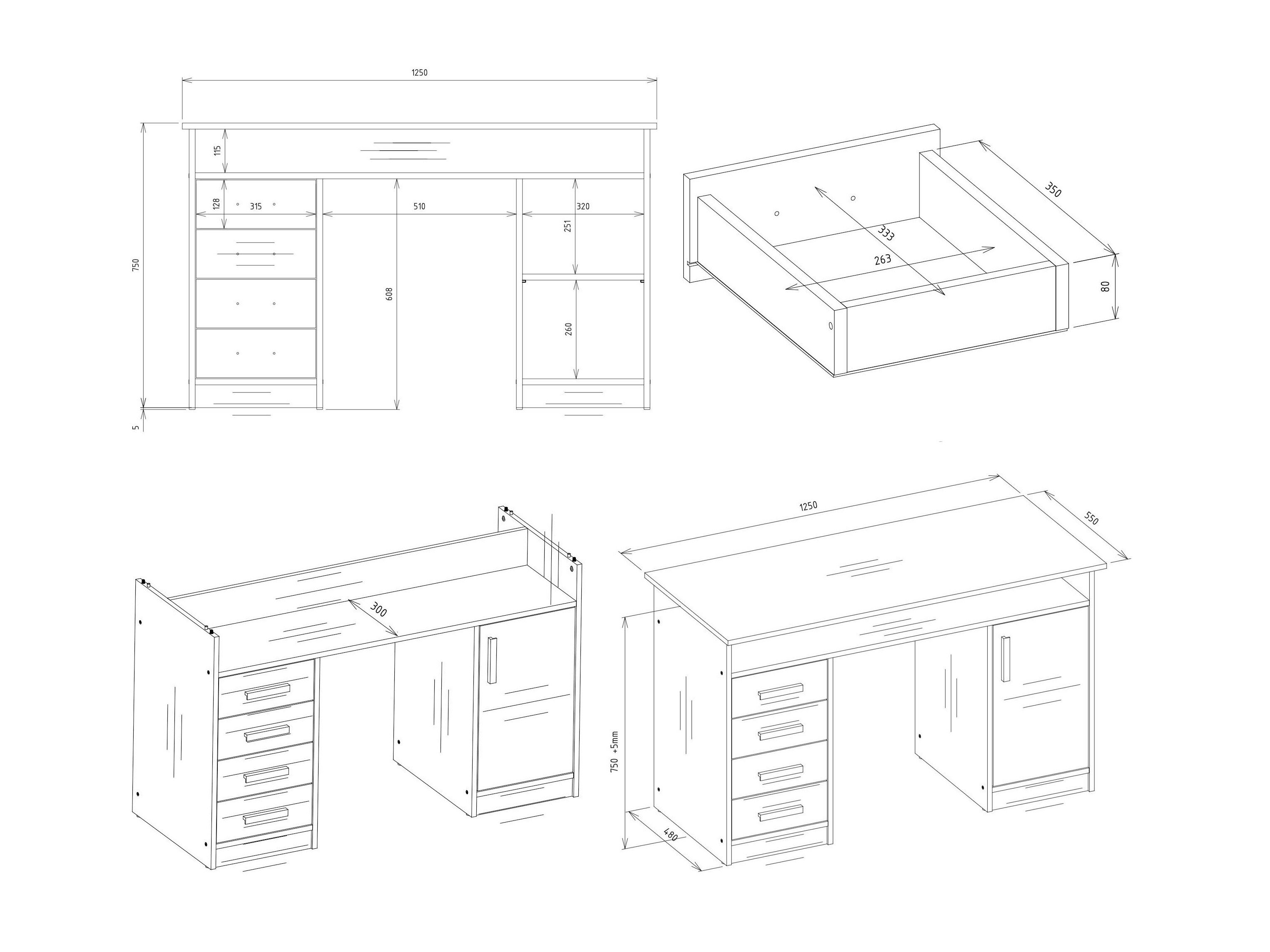 Skrivebord Mandeville 329 (Hvid)