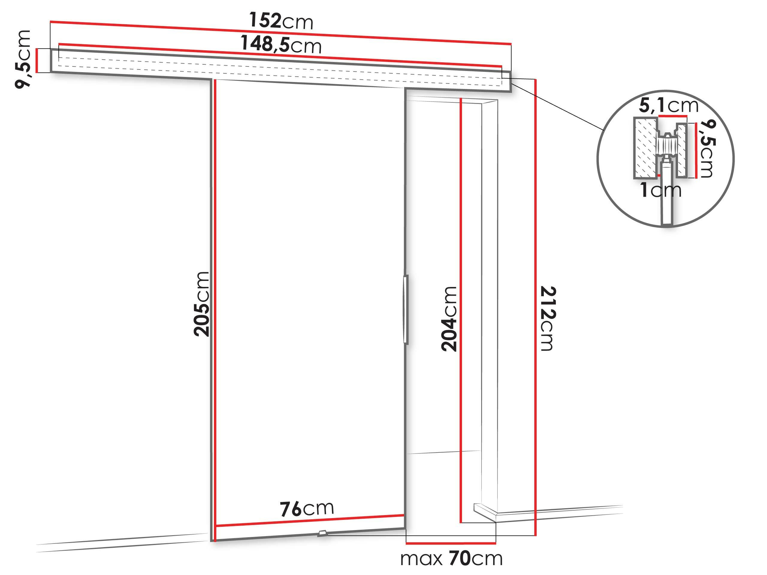 Skydedør Dover 217 (Mørk aske)