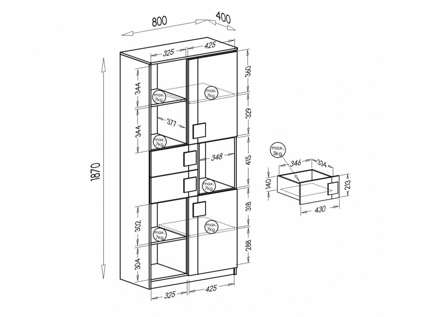 Reol Elmenou 101 (Hvid + Antracit)