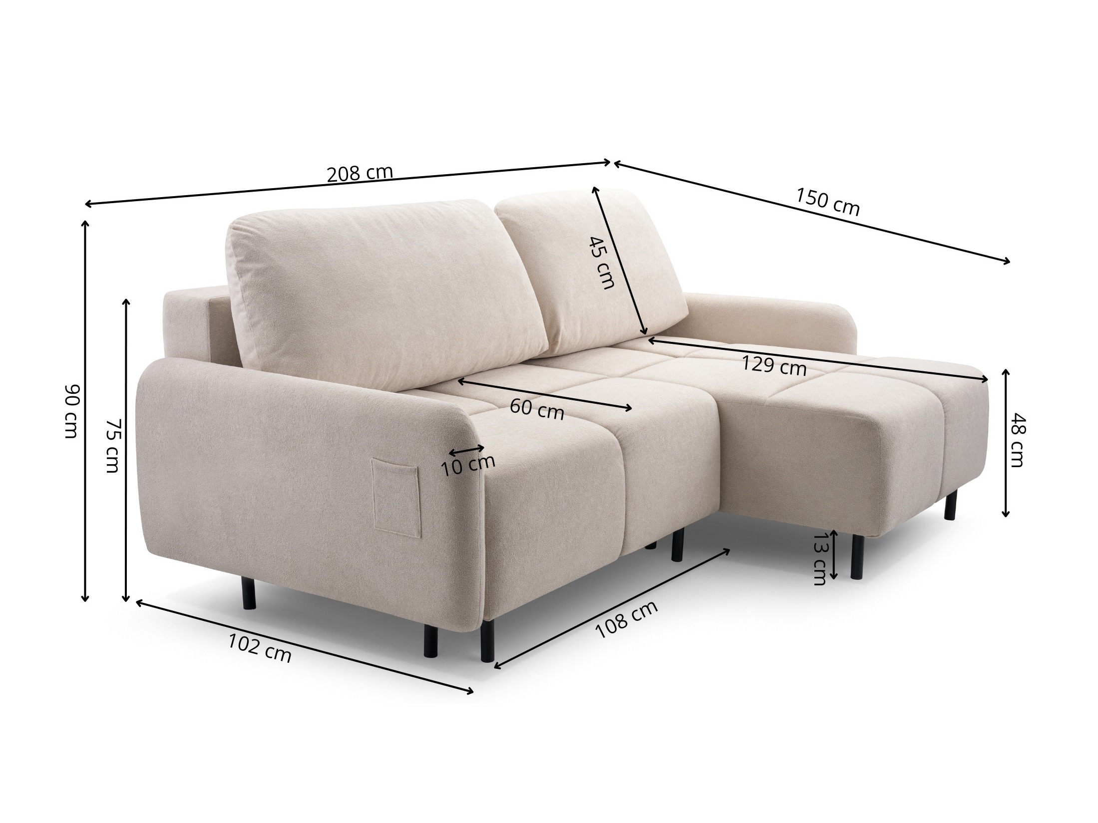 Hjørnesofa Lufkin 155 (Gerra 80)