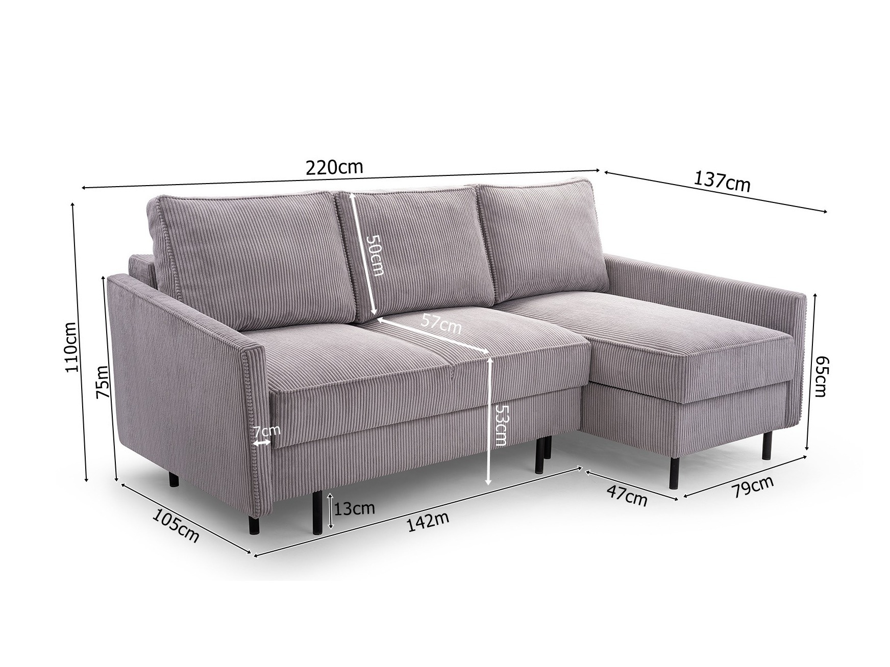 Hjørnesofa Lufkin 164 (Monolith 37)