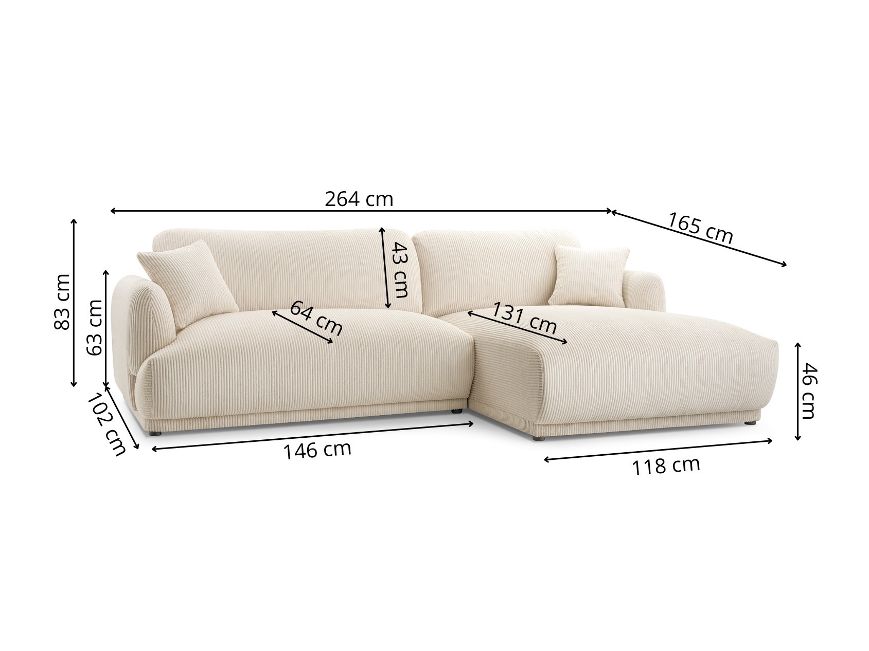 Hjørnesofa Lufkin 136 (Lincoln 03)