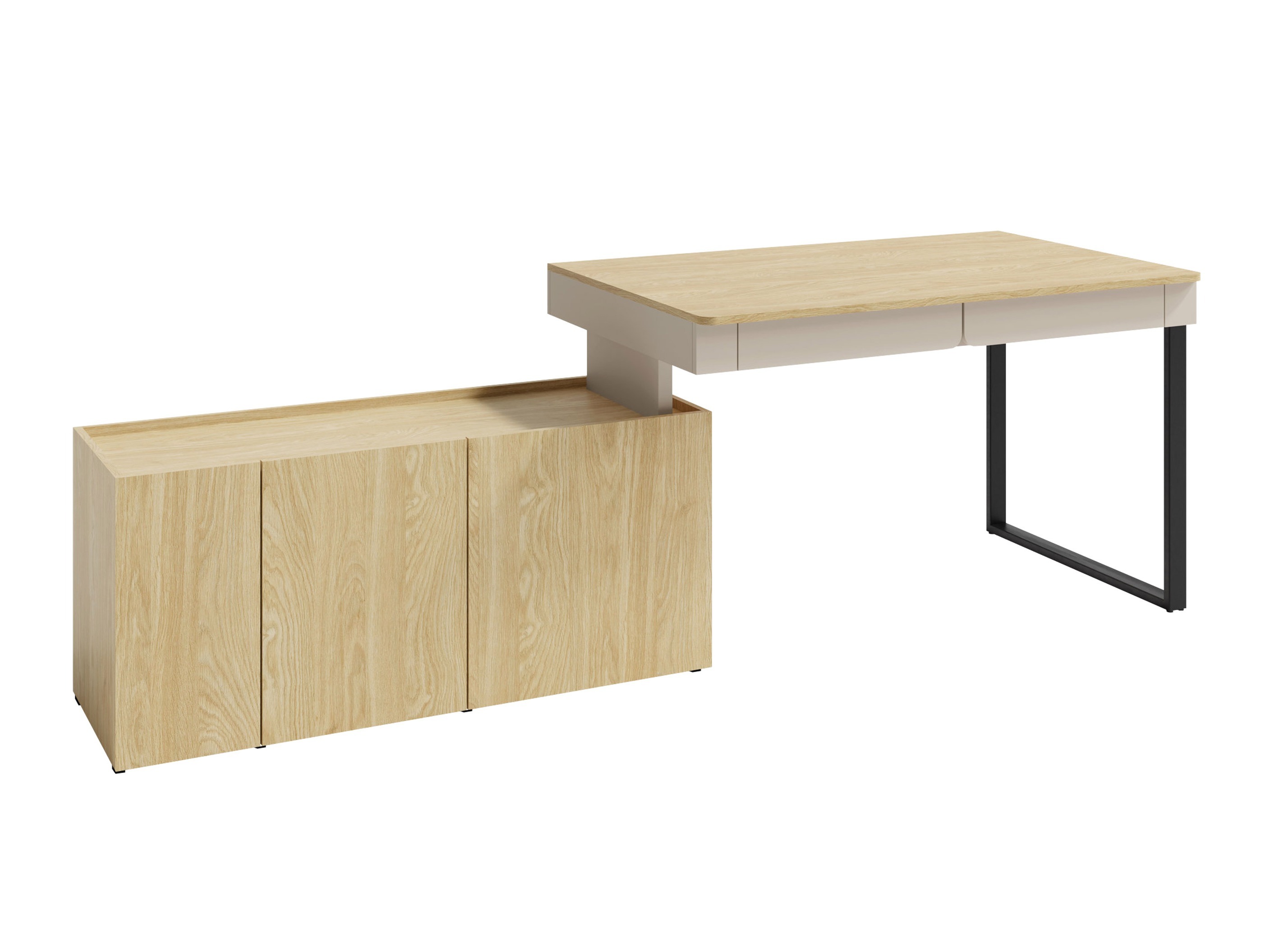 Hjørneskrivebord Fiosono 110 (Beige + Lys eg)