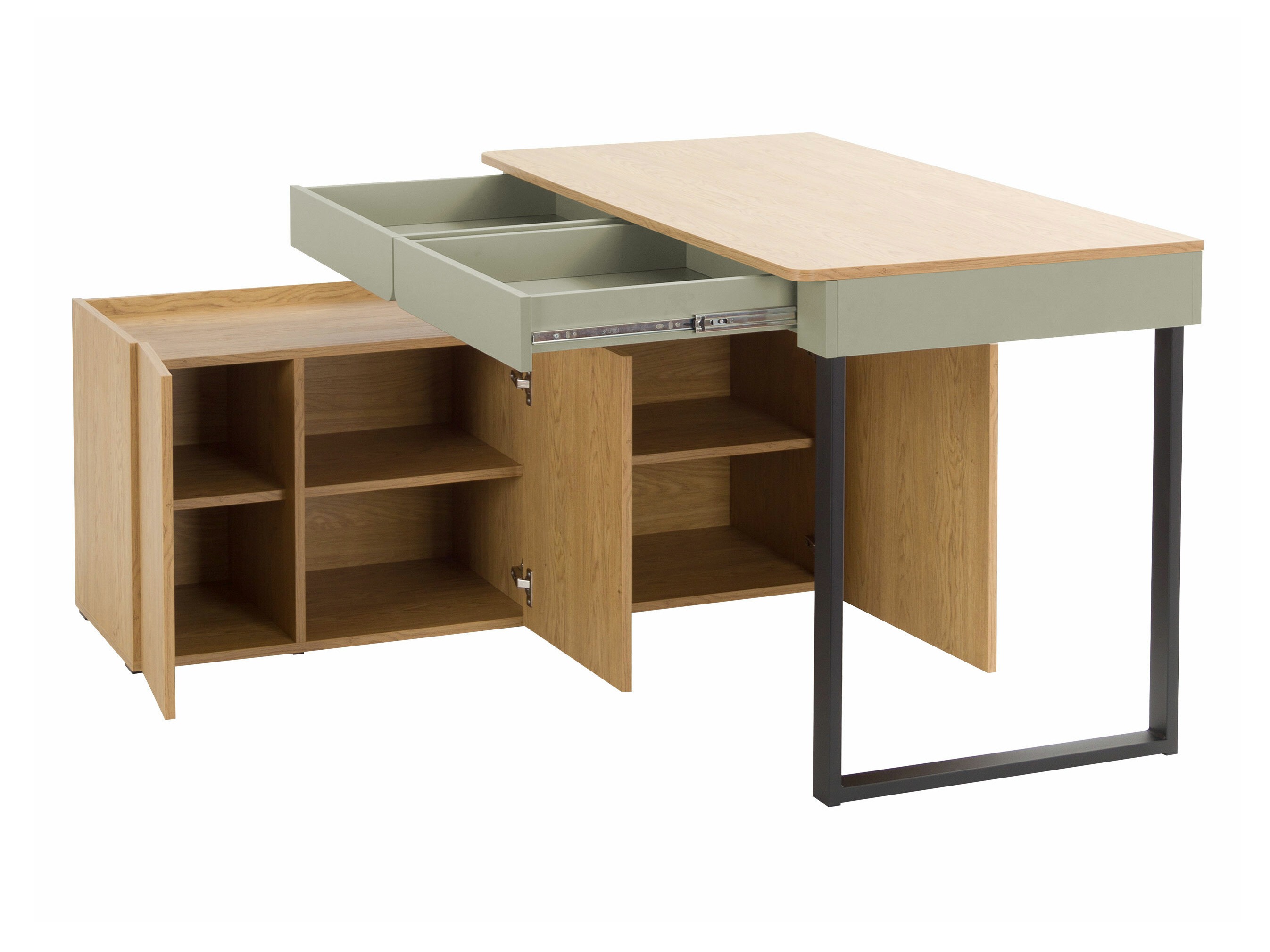 Hjørneskrivebord Fiosono 110 (Beige + Lys eg)