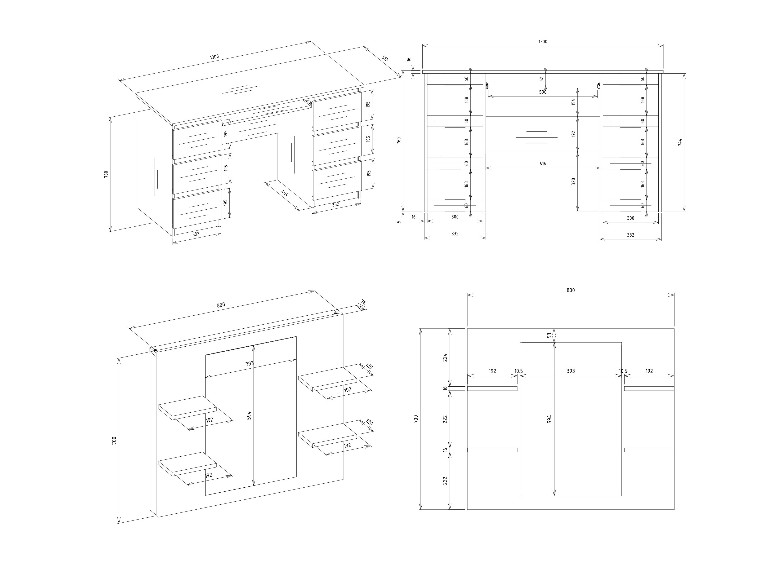 Sminkebord Mandeville 359 (Hvid)