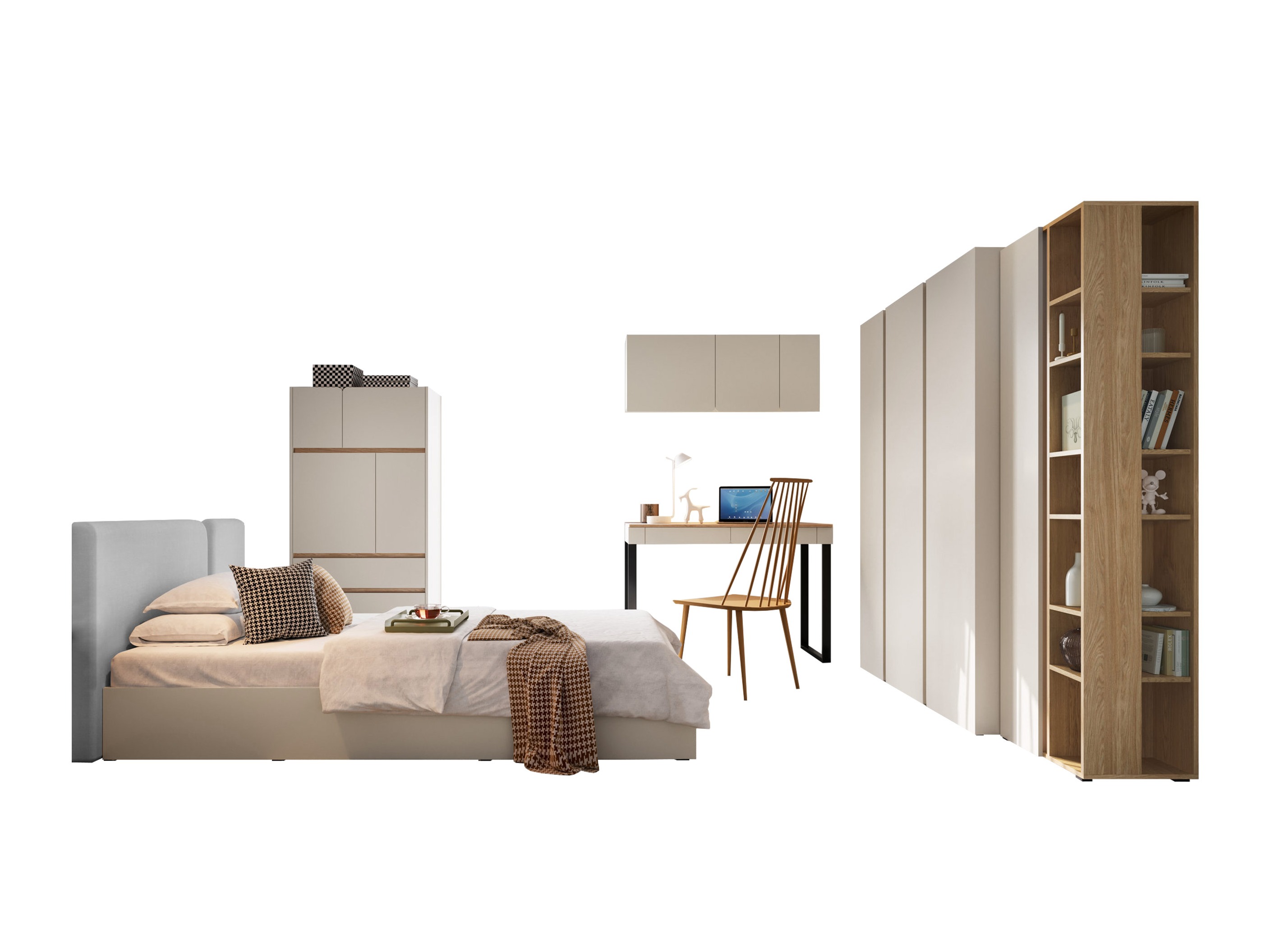 Soveværelsessæt Fiosono 113 (Beige + Lys eg)