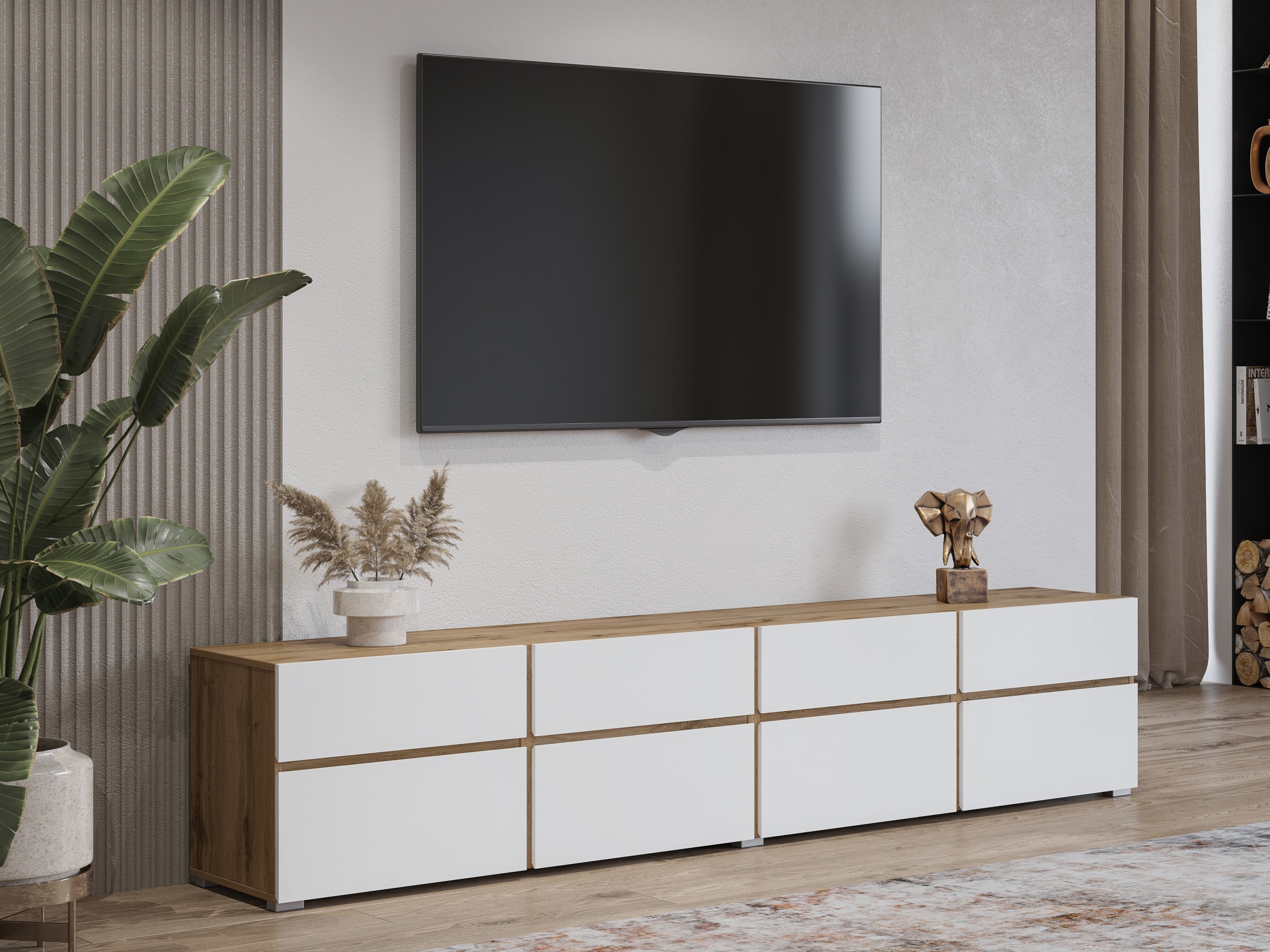 TV-bord Alfere 101 (Wotak egetræ + Hvid)