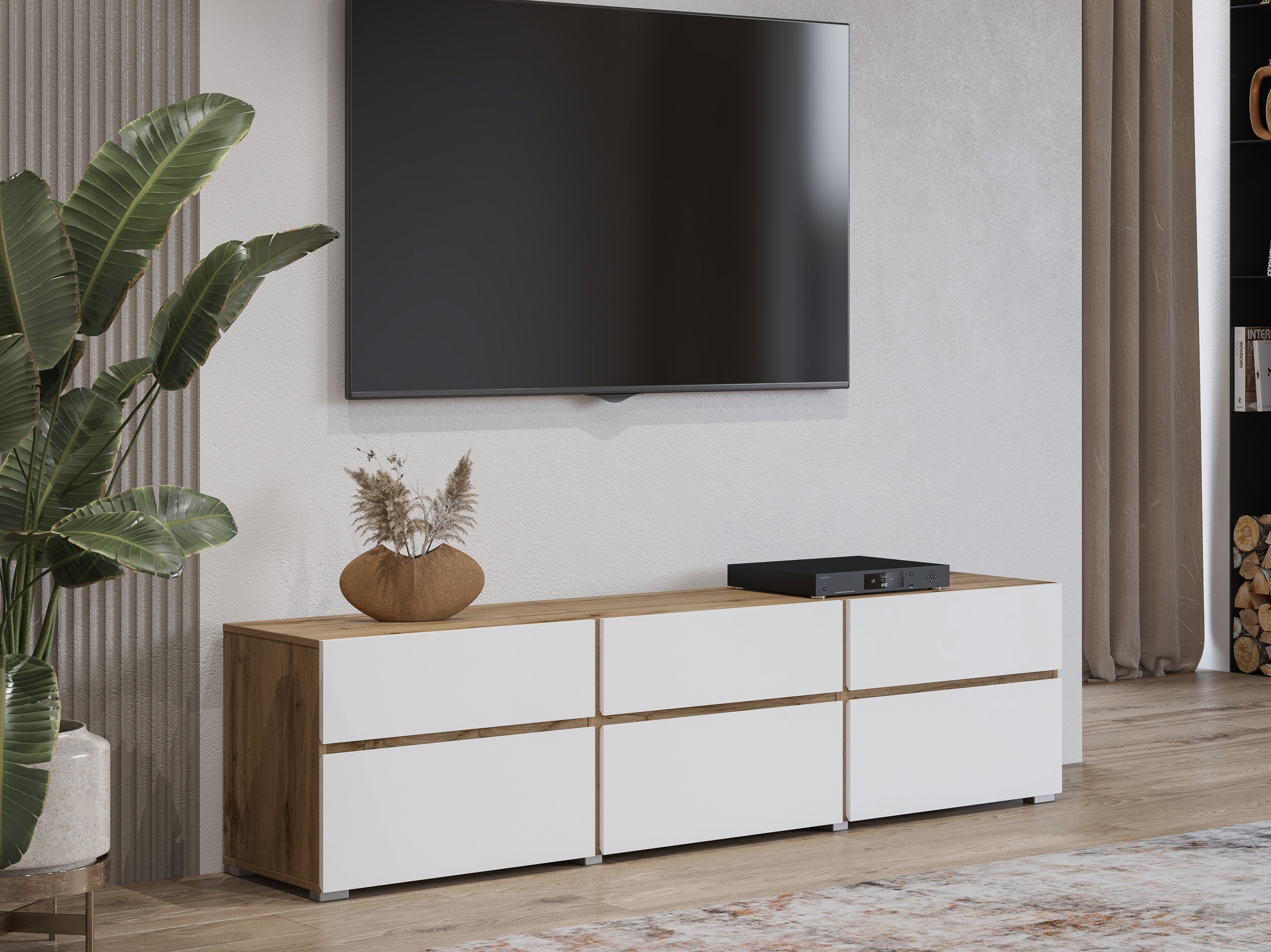 TV-bord Alfere 102 (Wotan eg + Hvid)