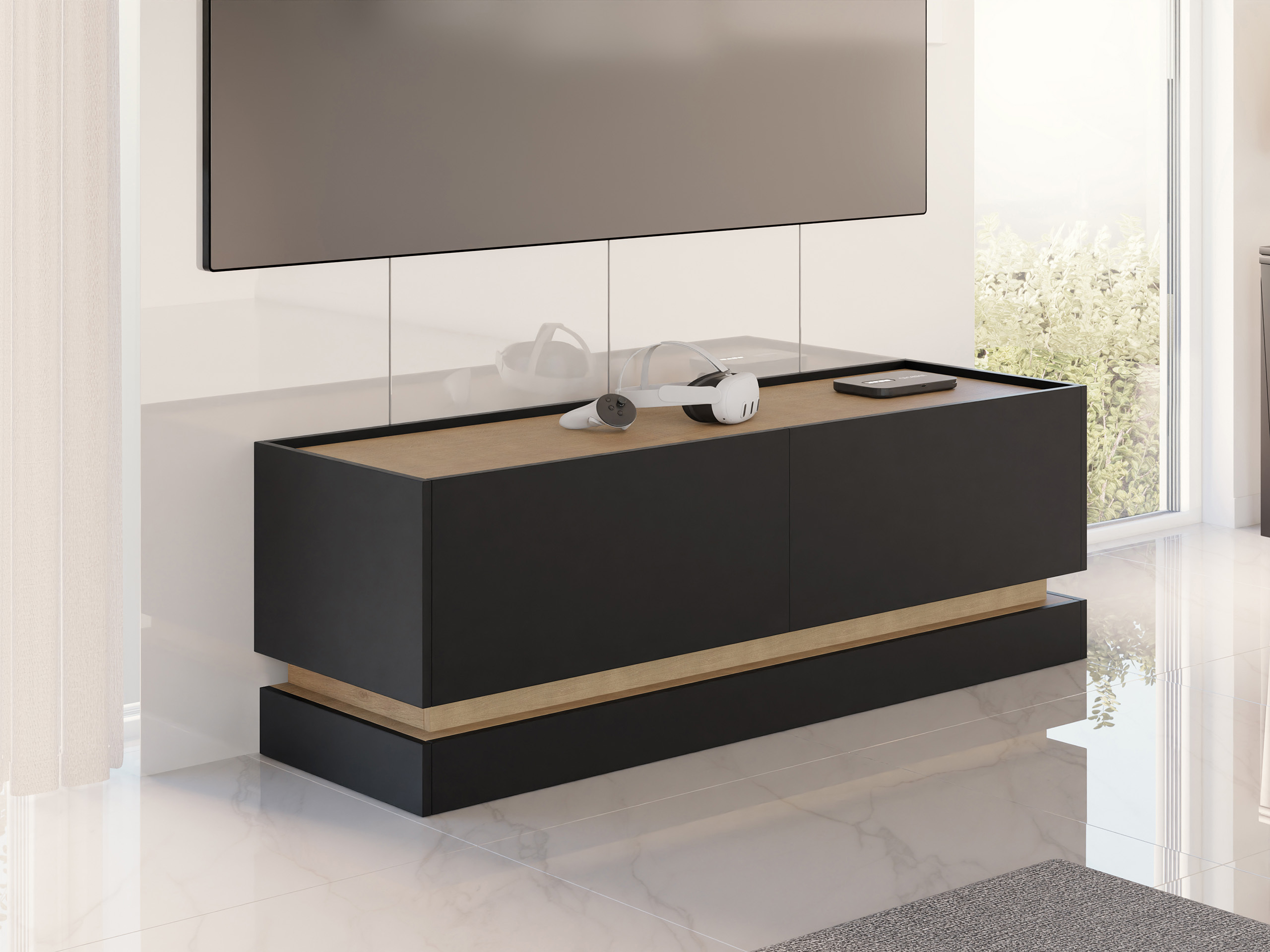 TV-bord Comfivo Tilia I (Sort + Egetræ)