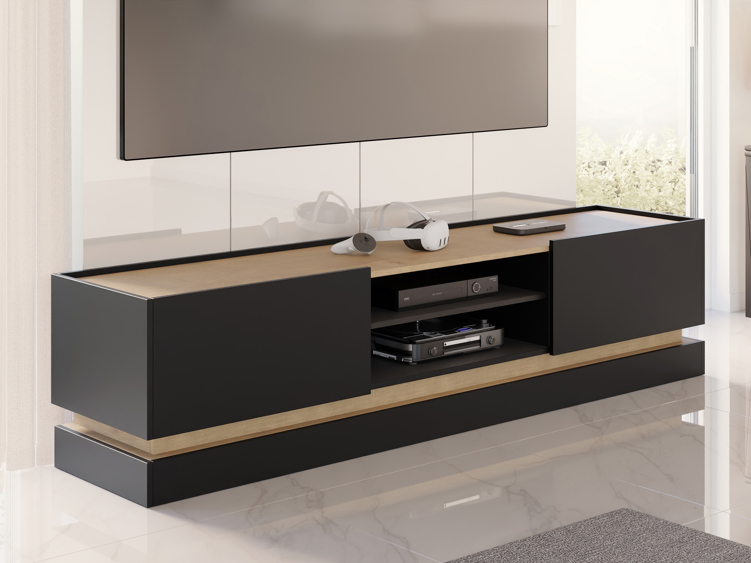 TV-bord Comfivo Tilia (Sort + Egetræ)