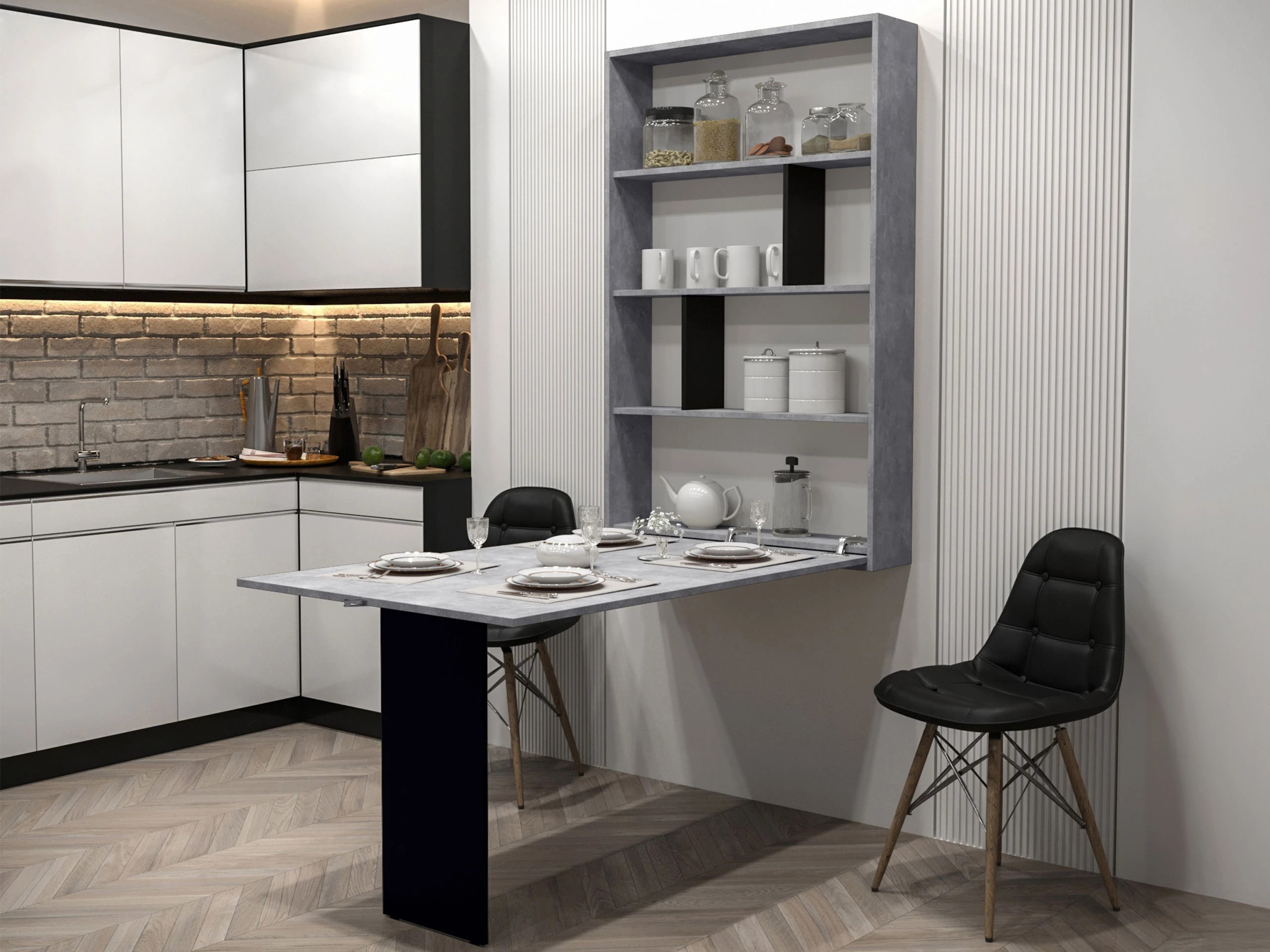 Klapbord Pinis III (Sort + Beton)