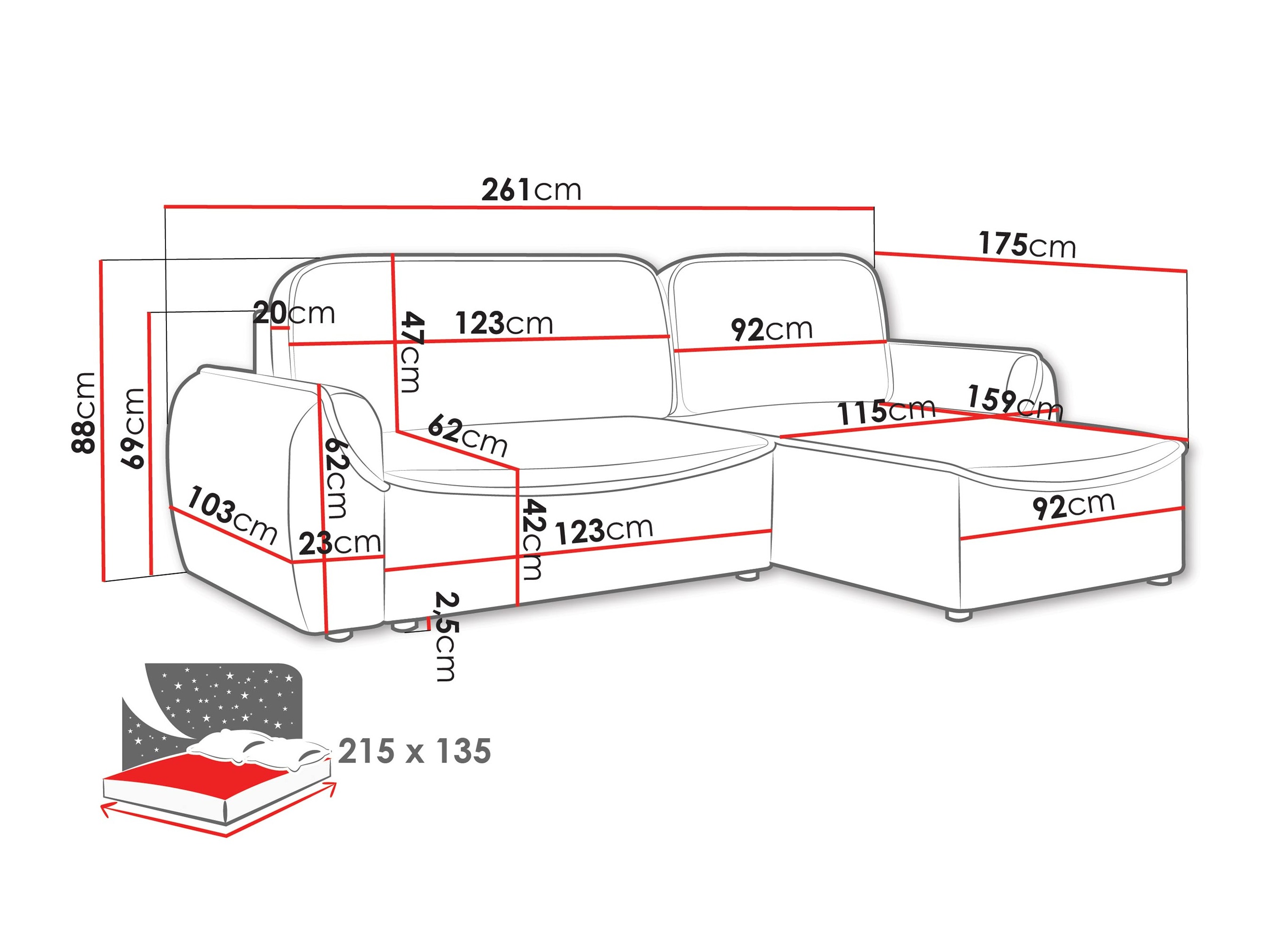 Hjørnesofa Luces (Cruz 35)