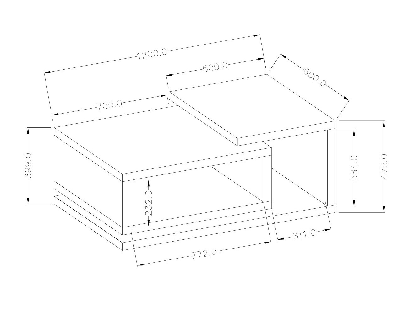 Sofabord Lutiva 104 (Antracit + Ribbec egetræ)