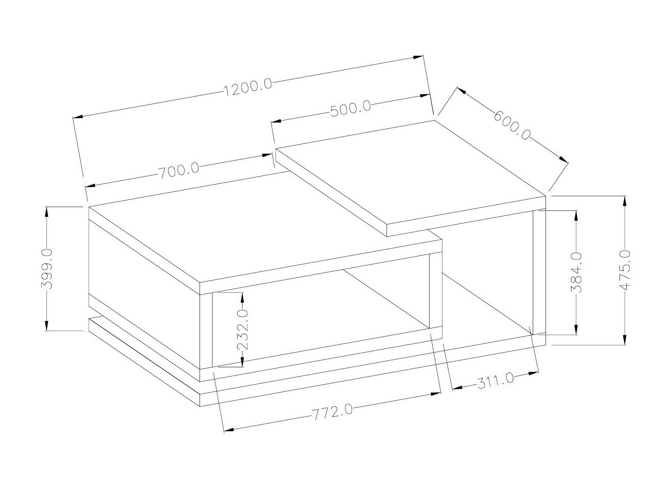 Sofabord Lutiva 104 (Hvid + Beton)