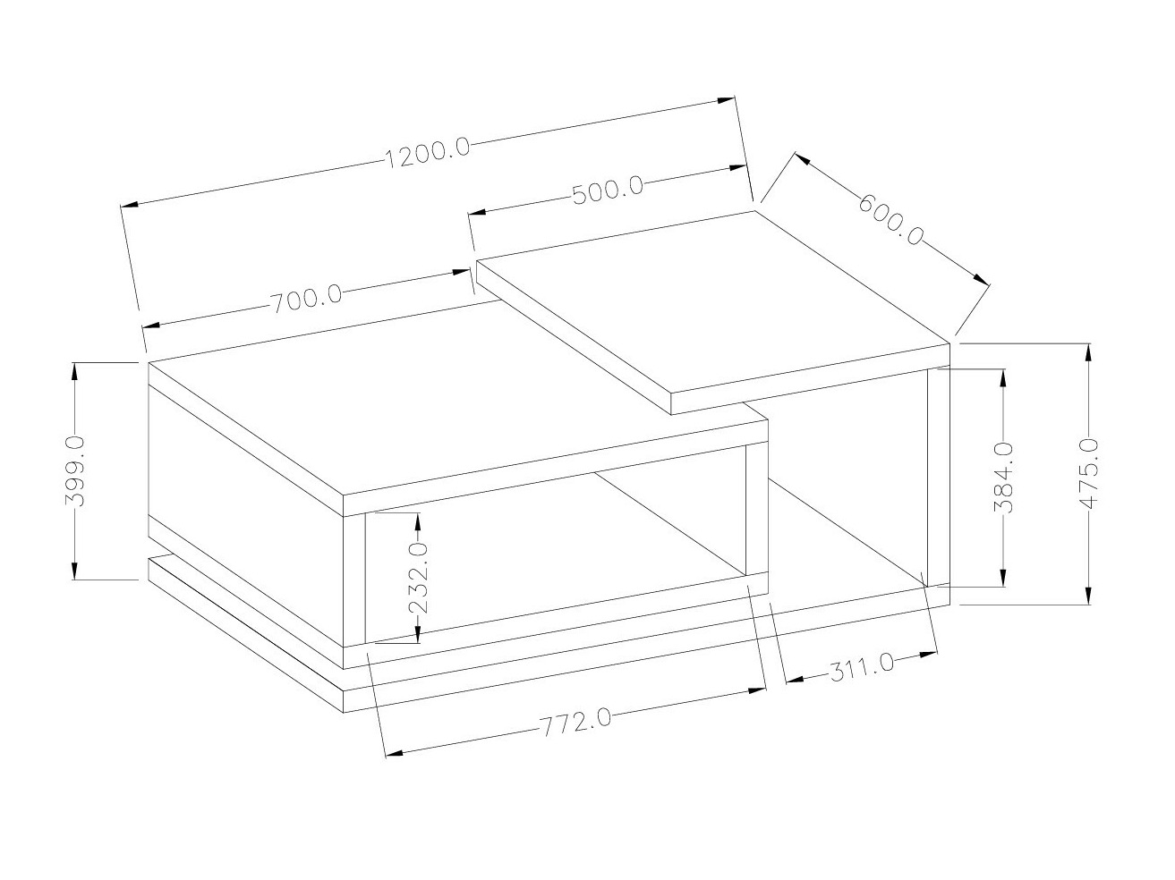 Sofabord Lutiva 104 (Mat sort)