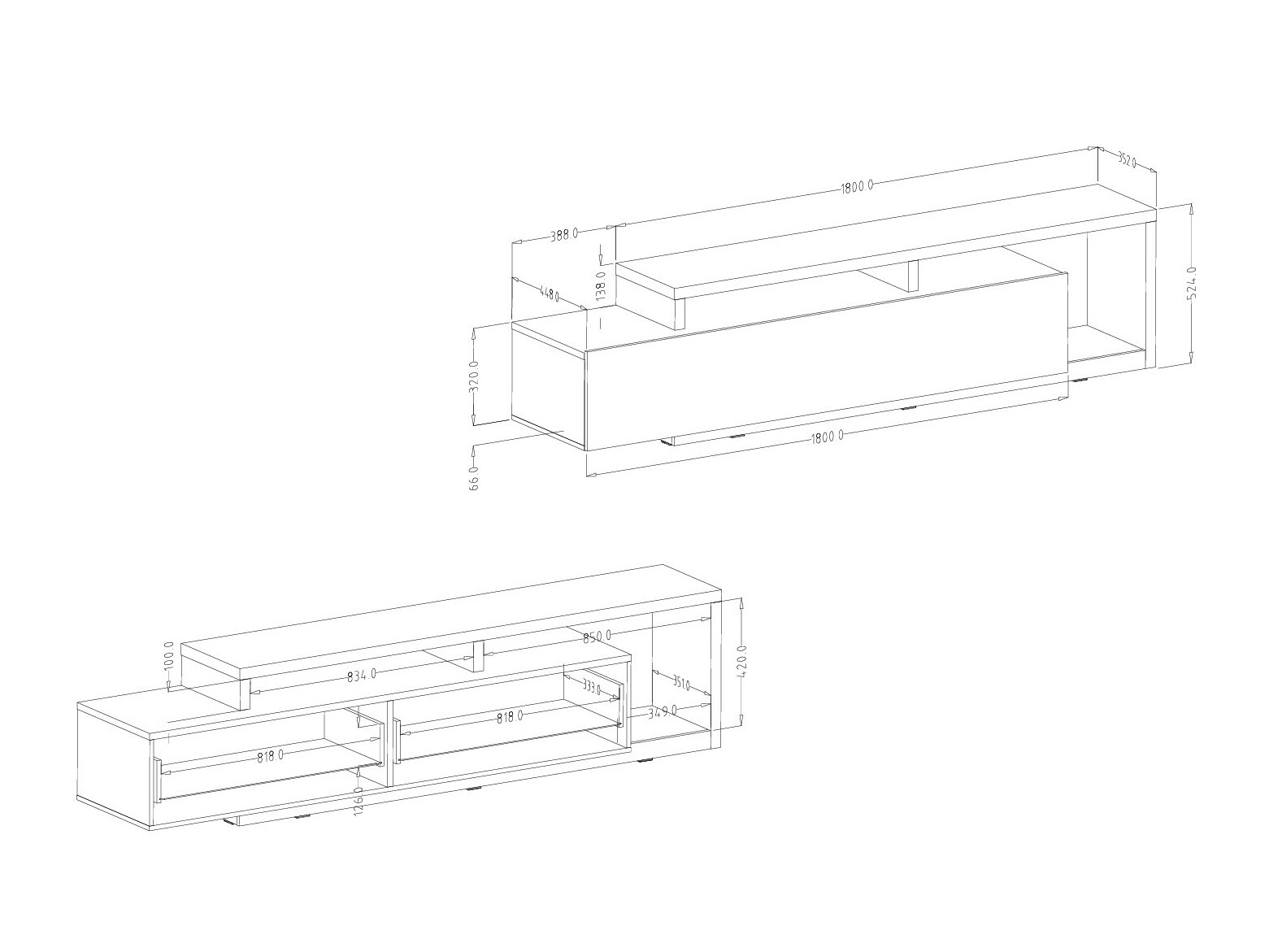 TV-bord Lutiva 103 (Antracit + Ribbec egetræ)