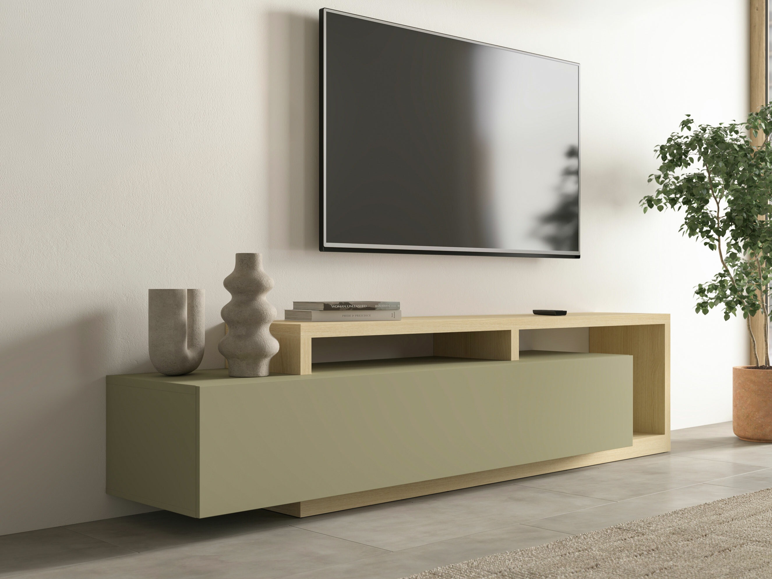 TV-bord Lutiva 103 (Eukalyptus + Egetræ)