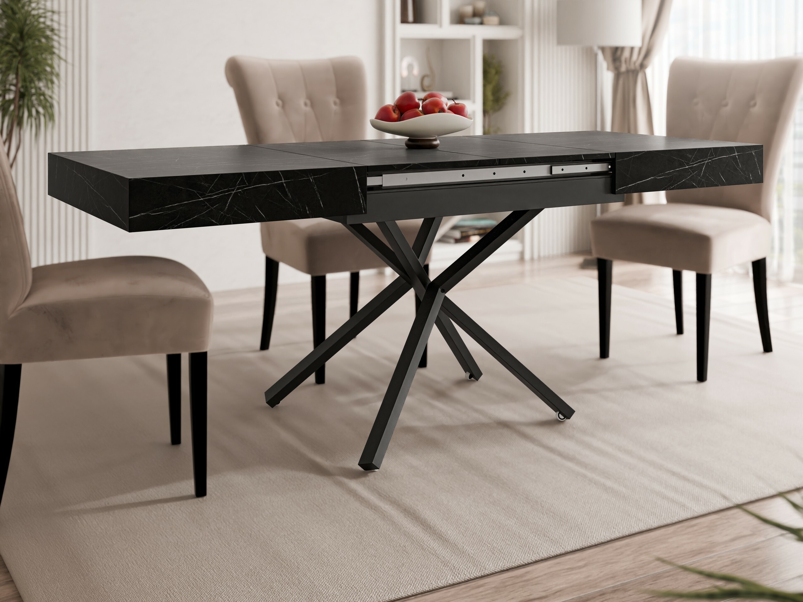 Transformer sofabord Oswego 176 (Sort marmor)