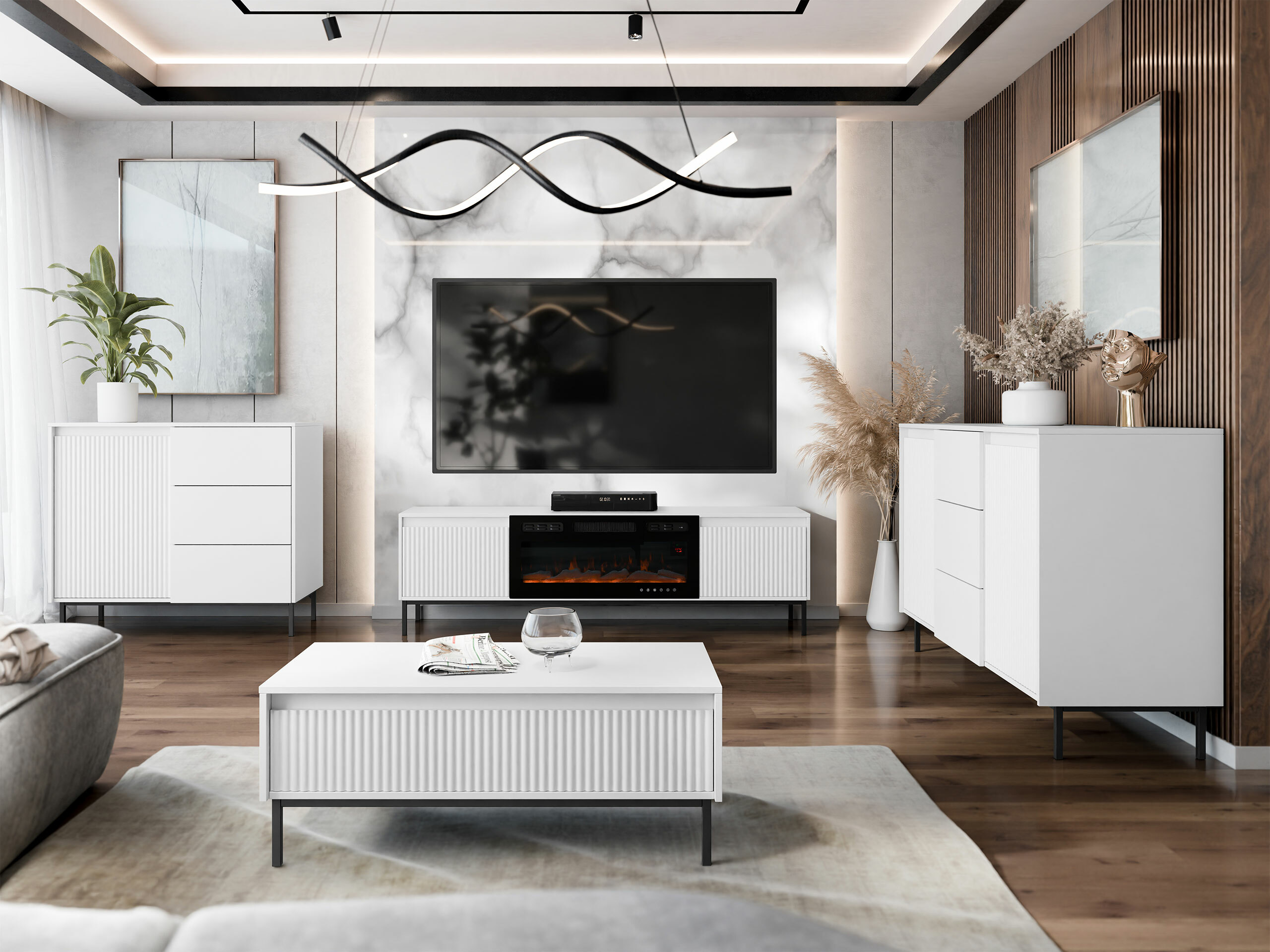TV-bord Comfivo Delruva III (Hvid)