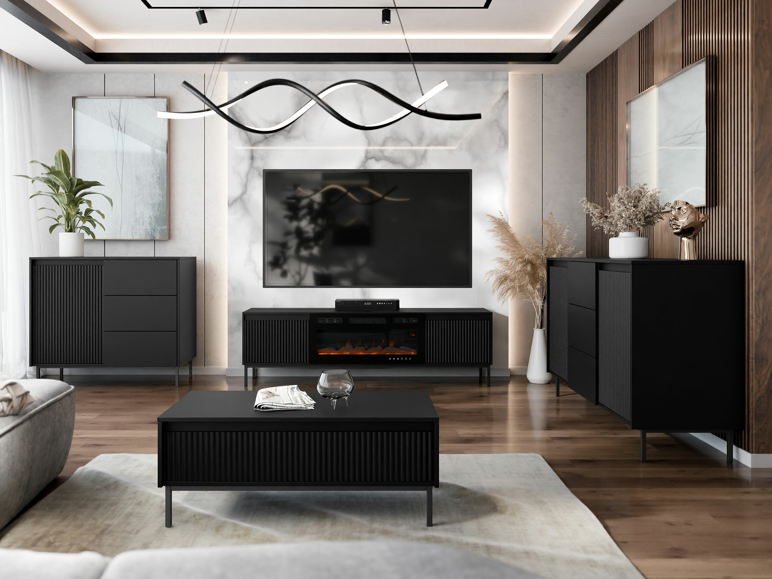 TV-bord Comfivo Delruva III (Sort)