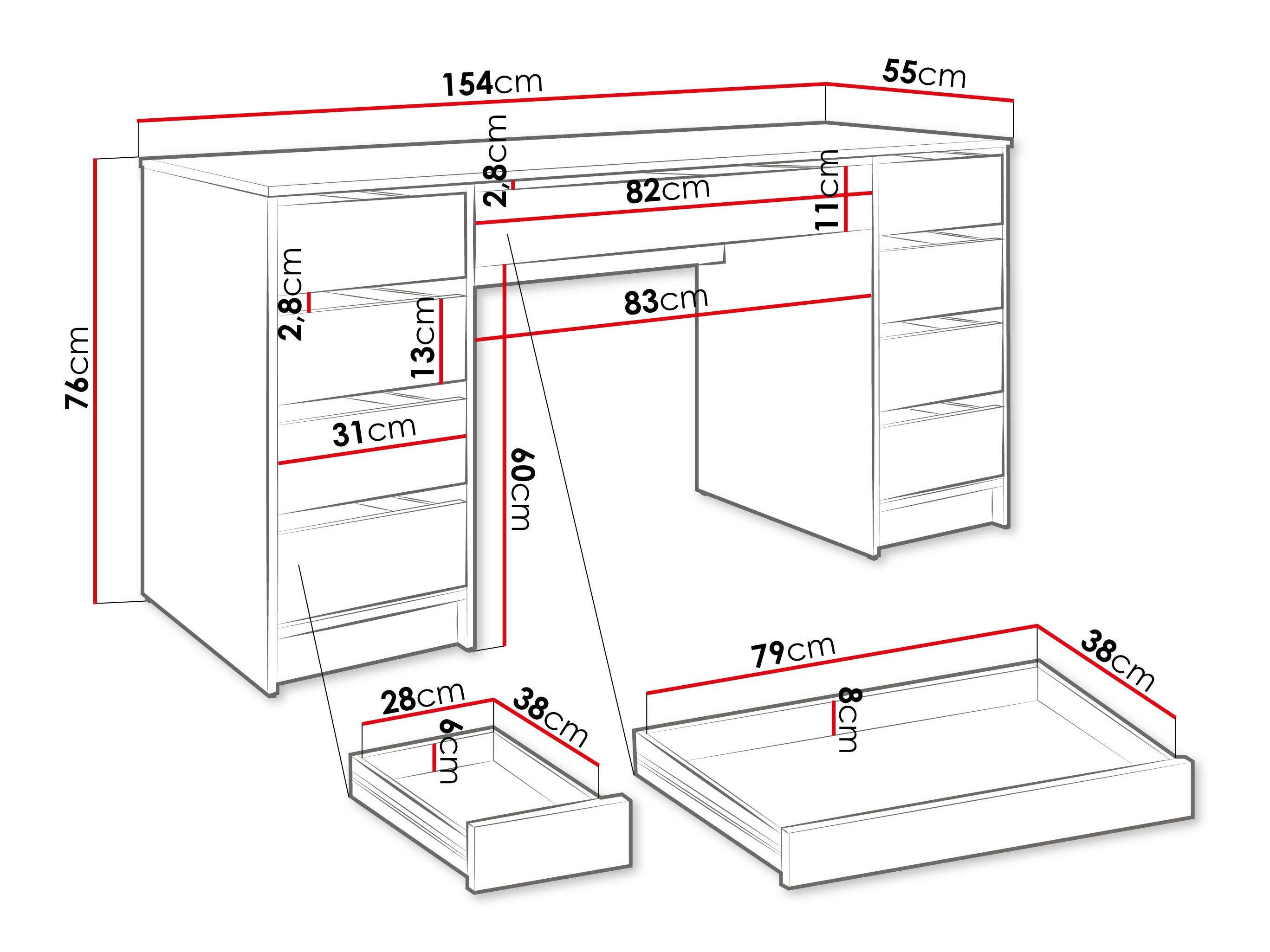 Skrivebord Comfivo Terros II (Sort)