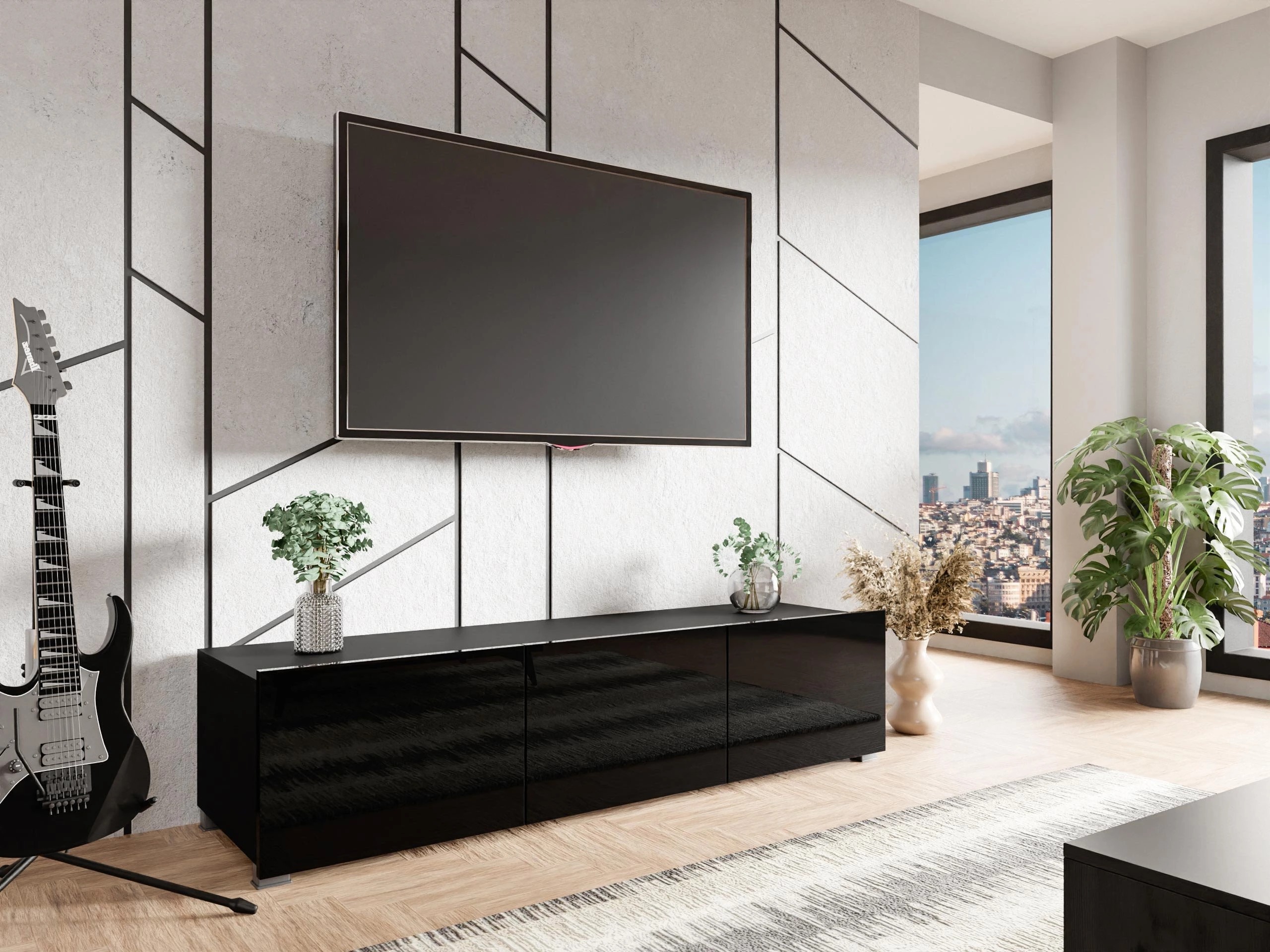 TV-bord Remus (Sort + Blank sort)