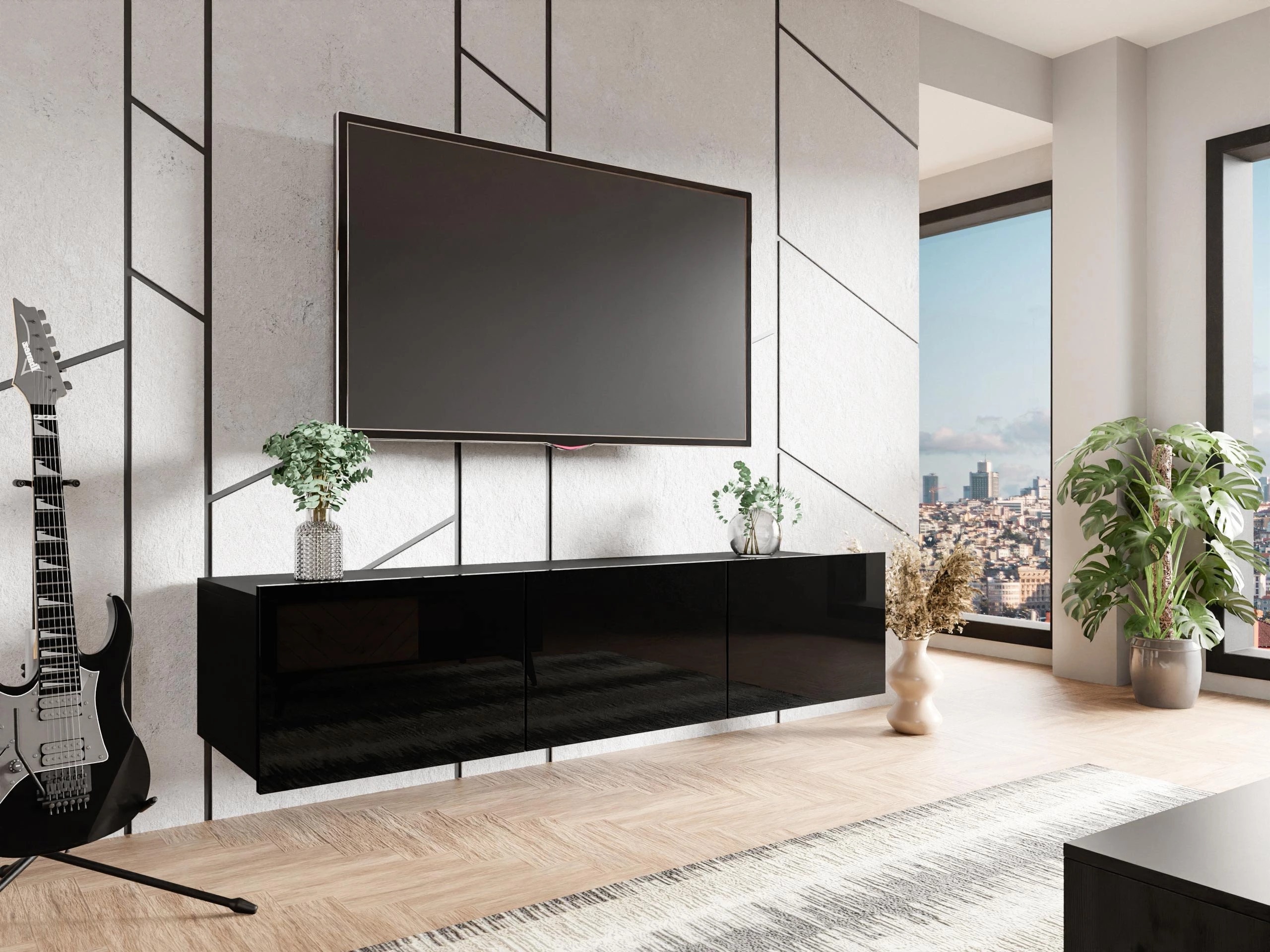 TV-bord Remus (Sort + Blank sort)