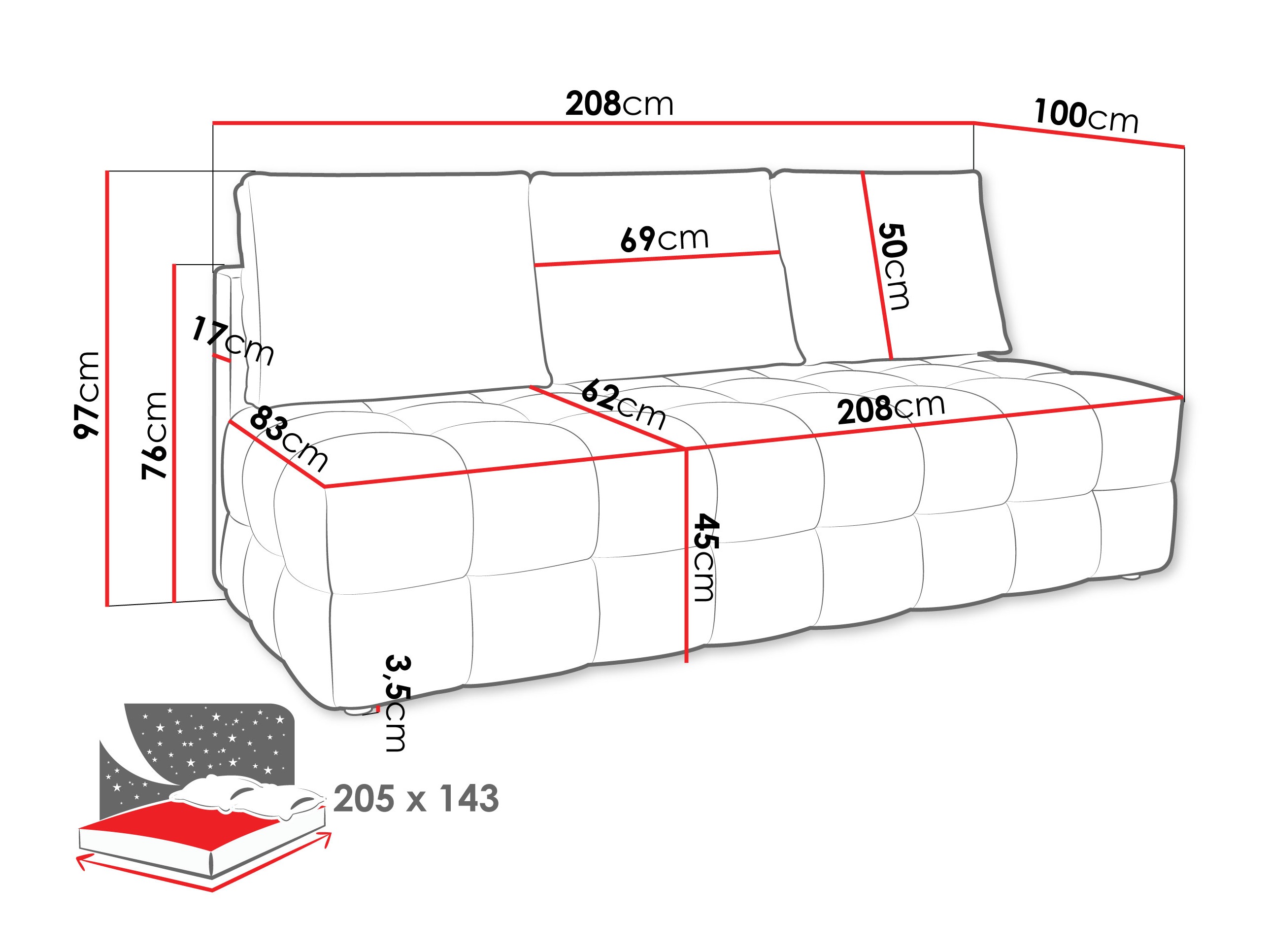 Sovesofa Temple 133 (Velo 623)