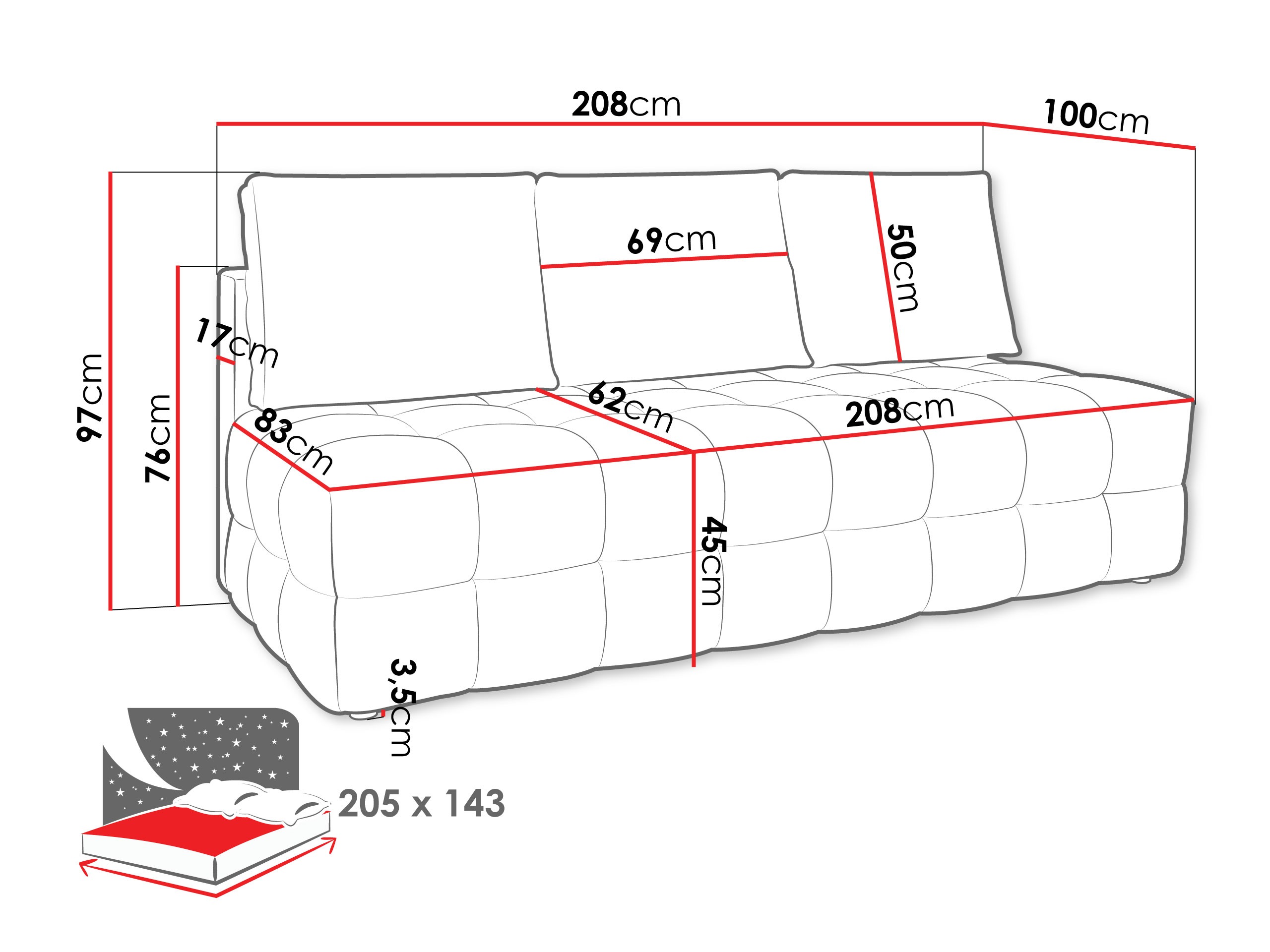 Sovesofa Temple 133 (Velo 635)