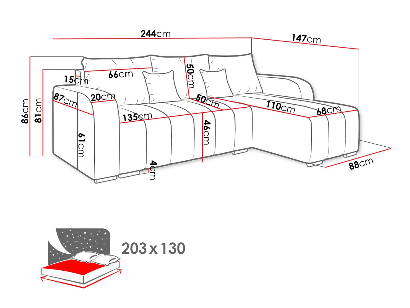 Hjørnesofa Arvada 123 (Lambi 11)