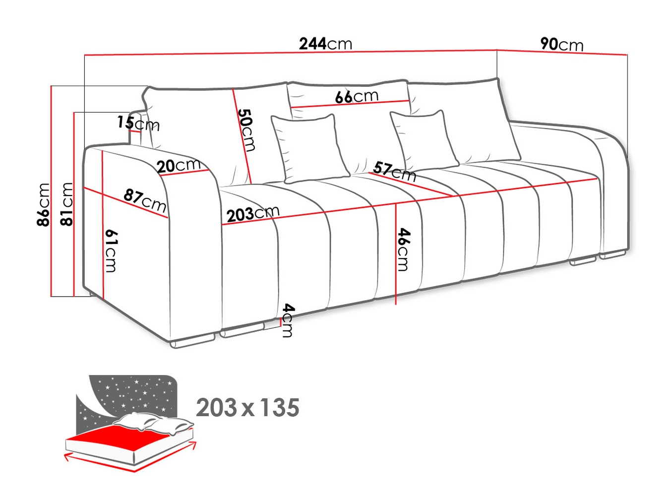 Sovesofa Arvada 124 (Lambi 04)