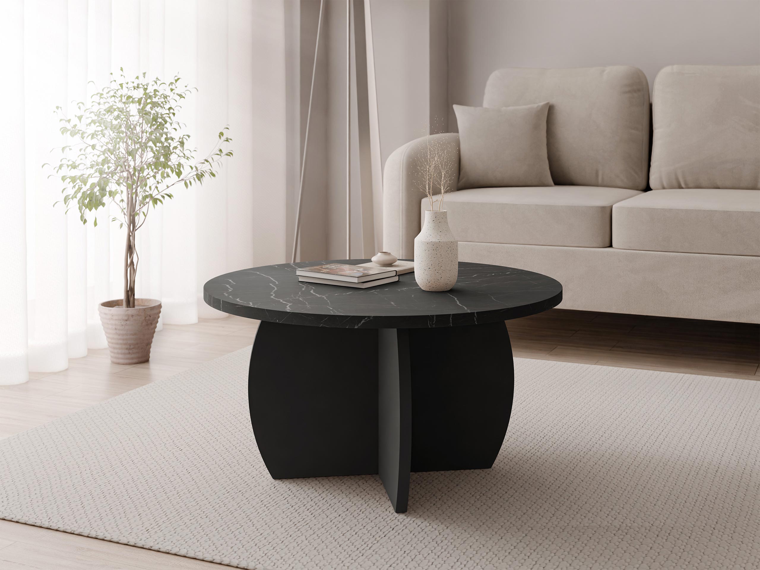 Sofabord Comfivo Pagas (Sort marmor + Sort)