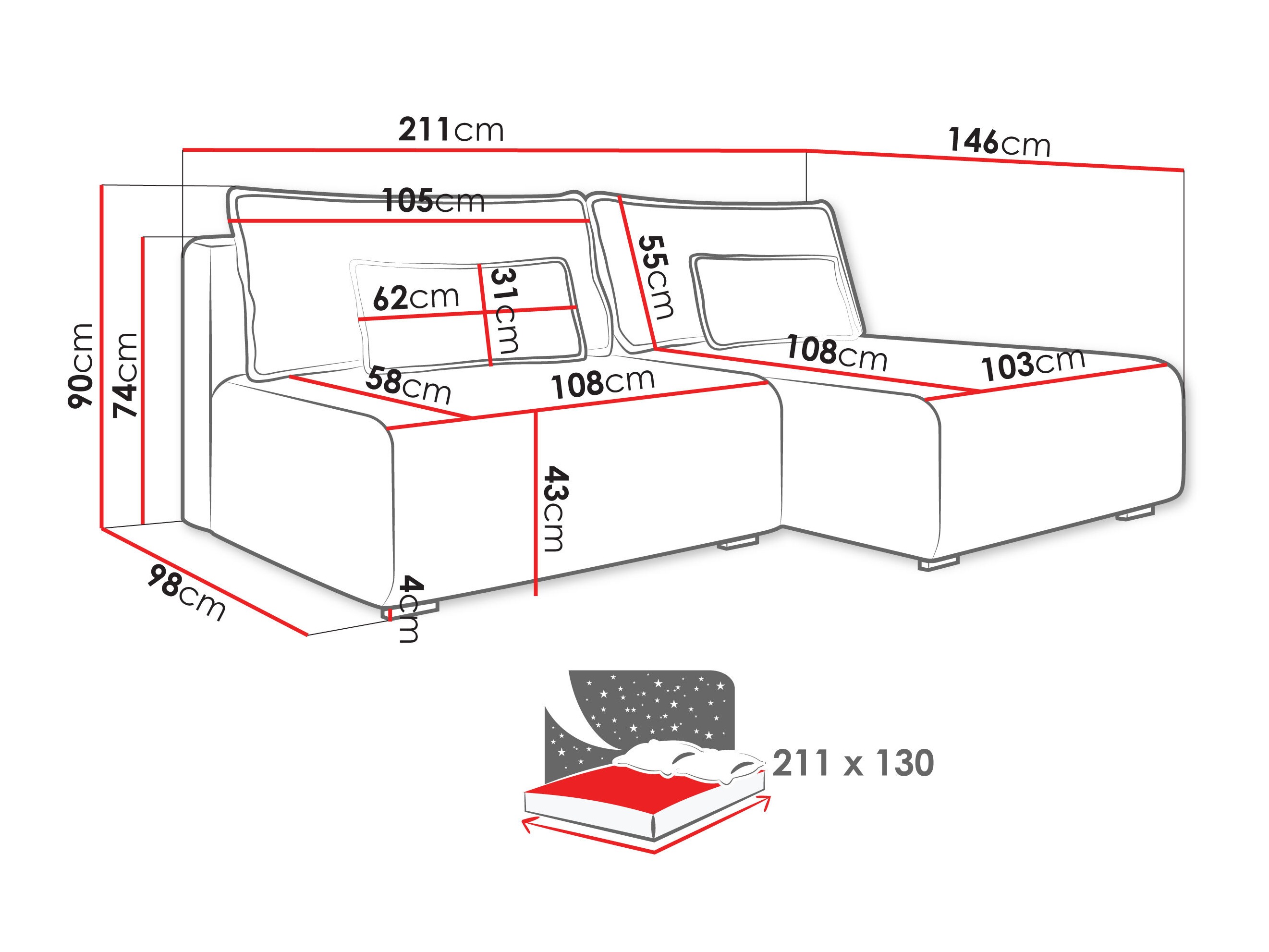 Hjørnesofa TrendyNest Fenestal (Tilia 01)