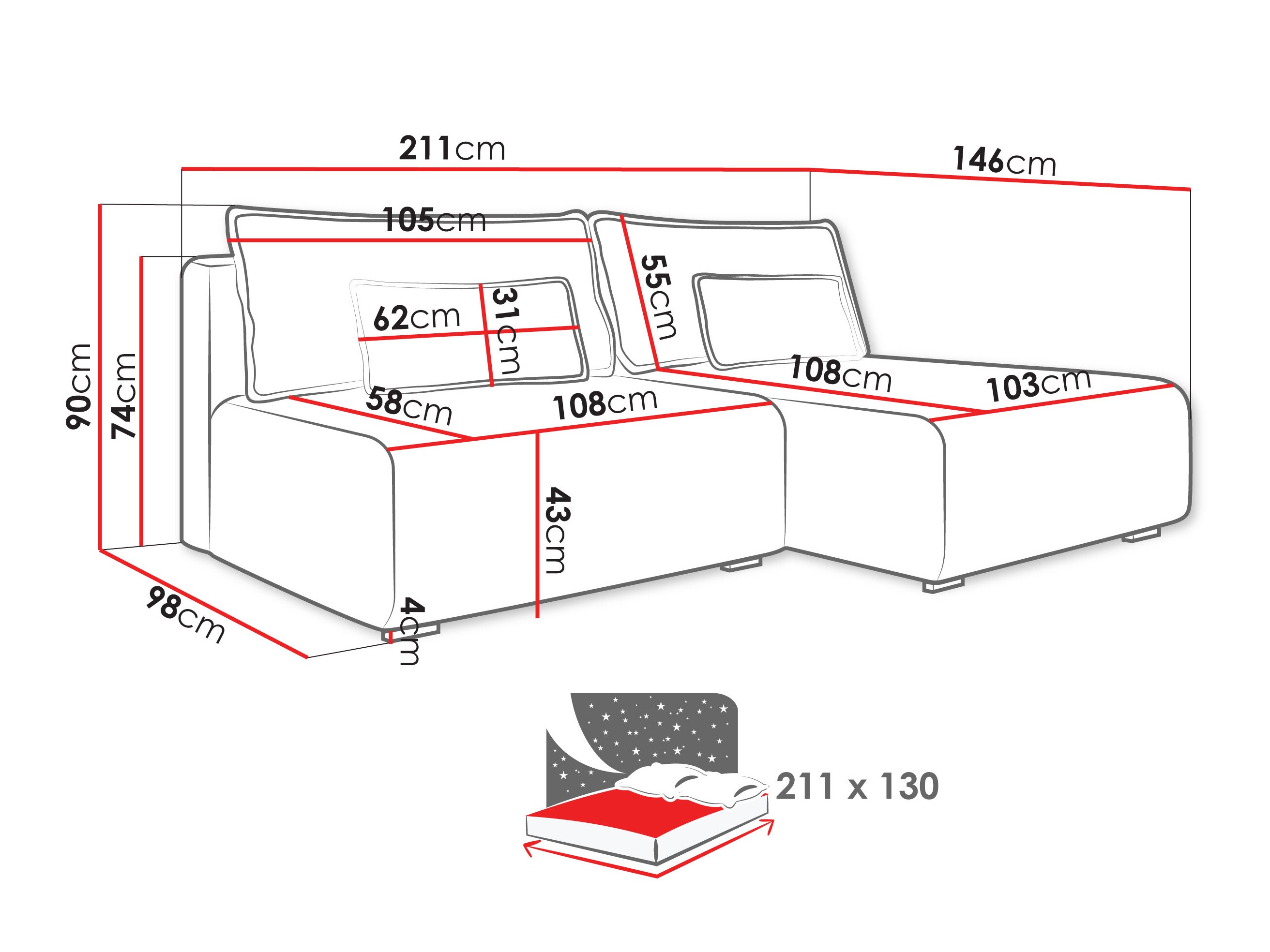 Hjørnesofa TrendyNest Fenestal (Tilia 01)