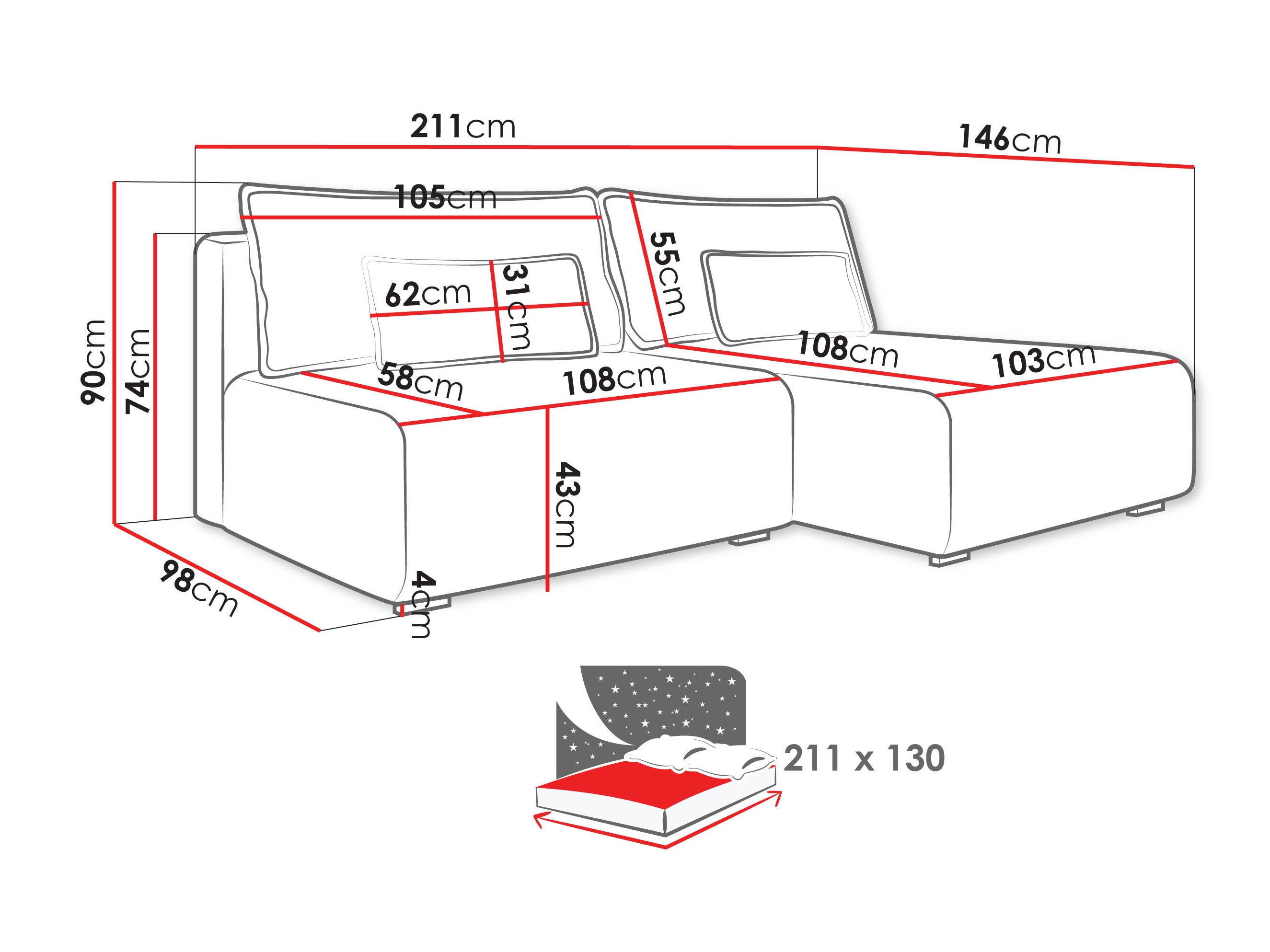Hjørnesofa TrendyNest Fenestal (Tilia 100)