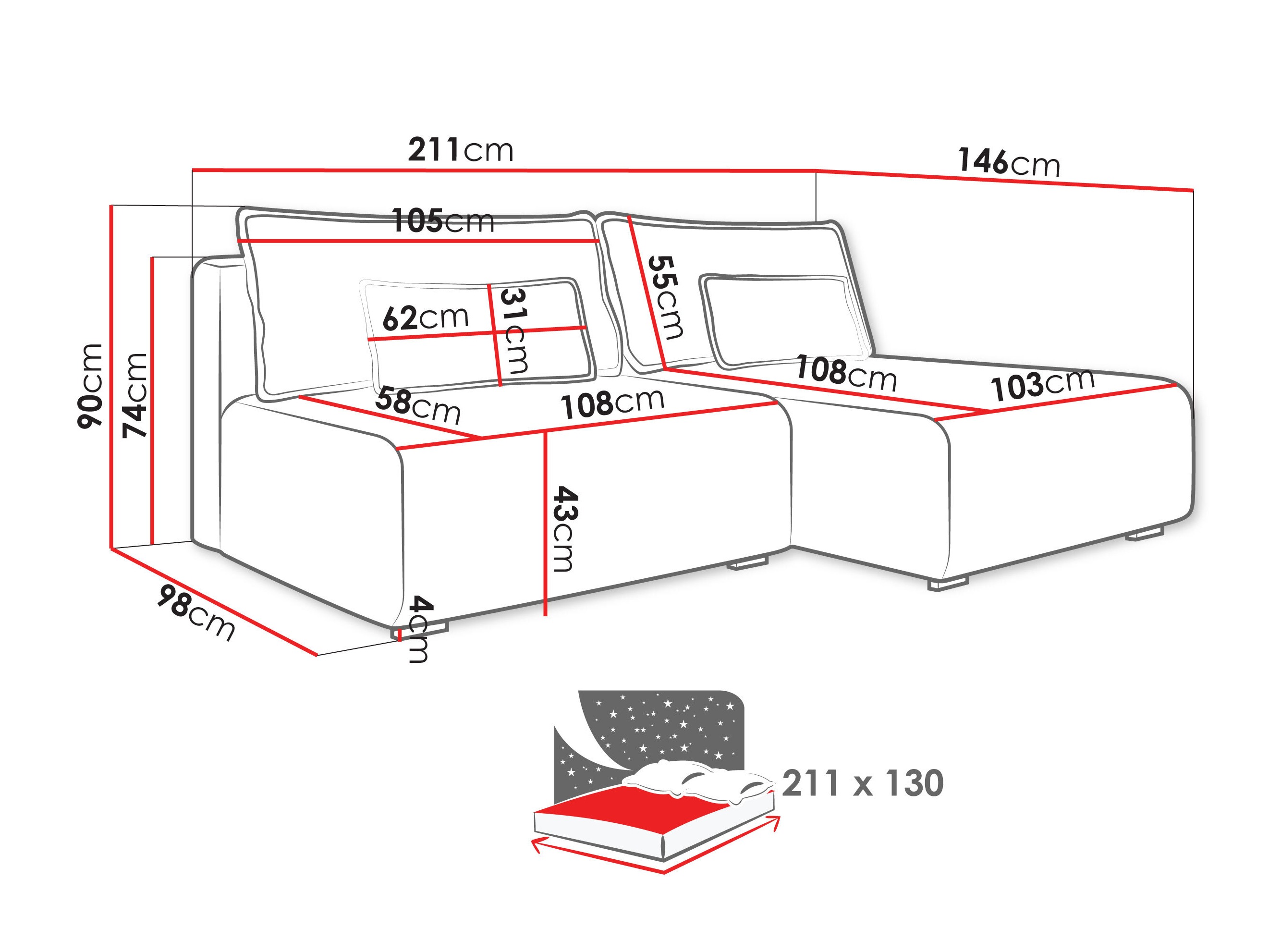 Hjørnesofa TrendyNest Fenestal (Tilia 11)