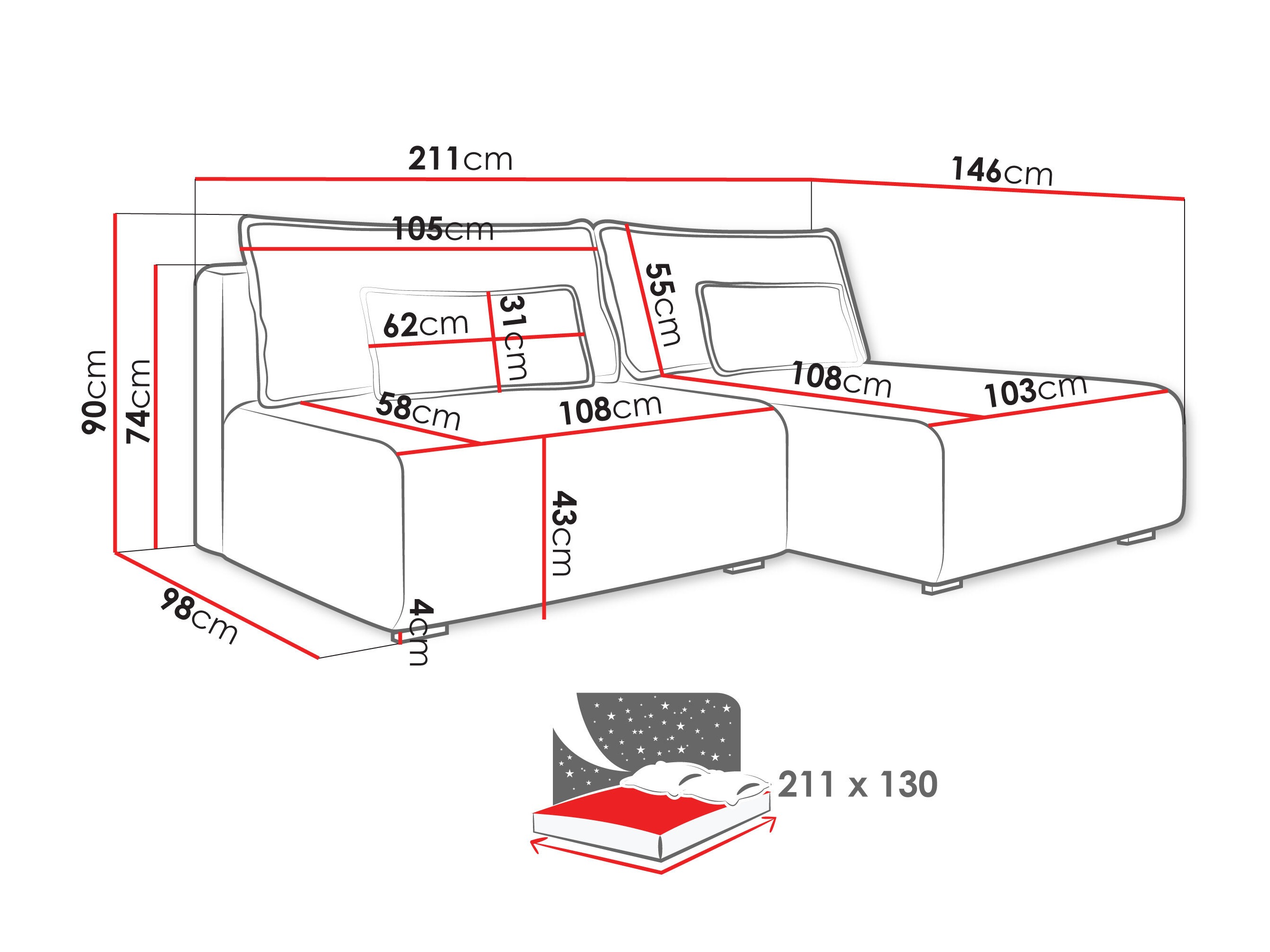 Hjørnesofa TrendyNest Fenestal (Tilia 52)