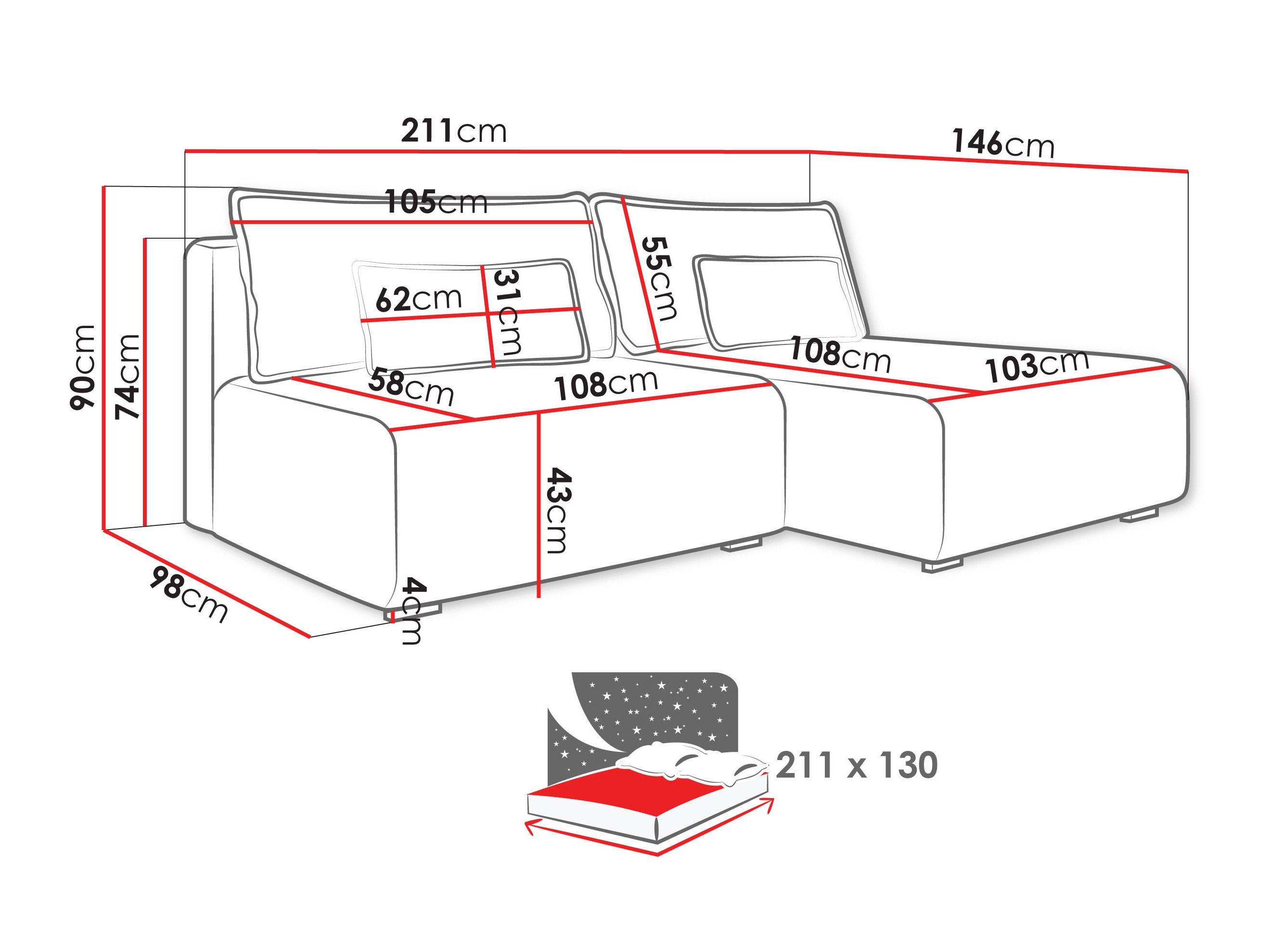 Hjørnesofa TrendyNest Fenestal (Tilia 85)