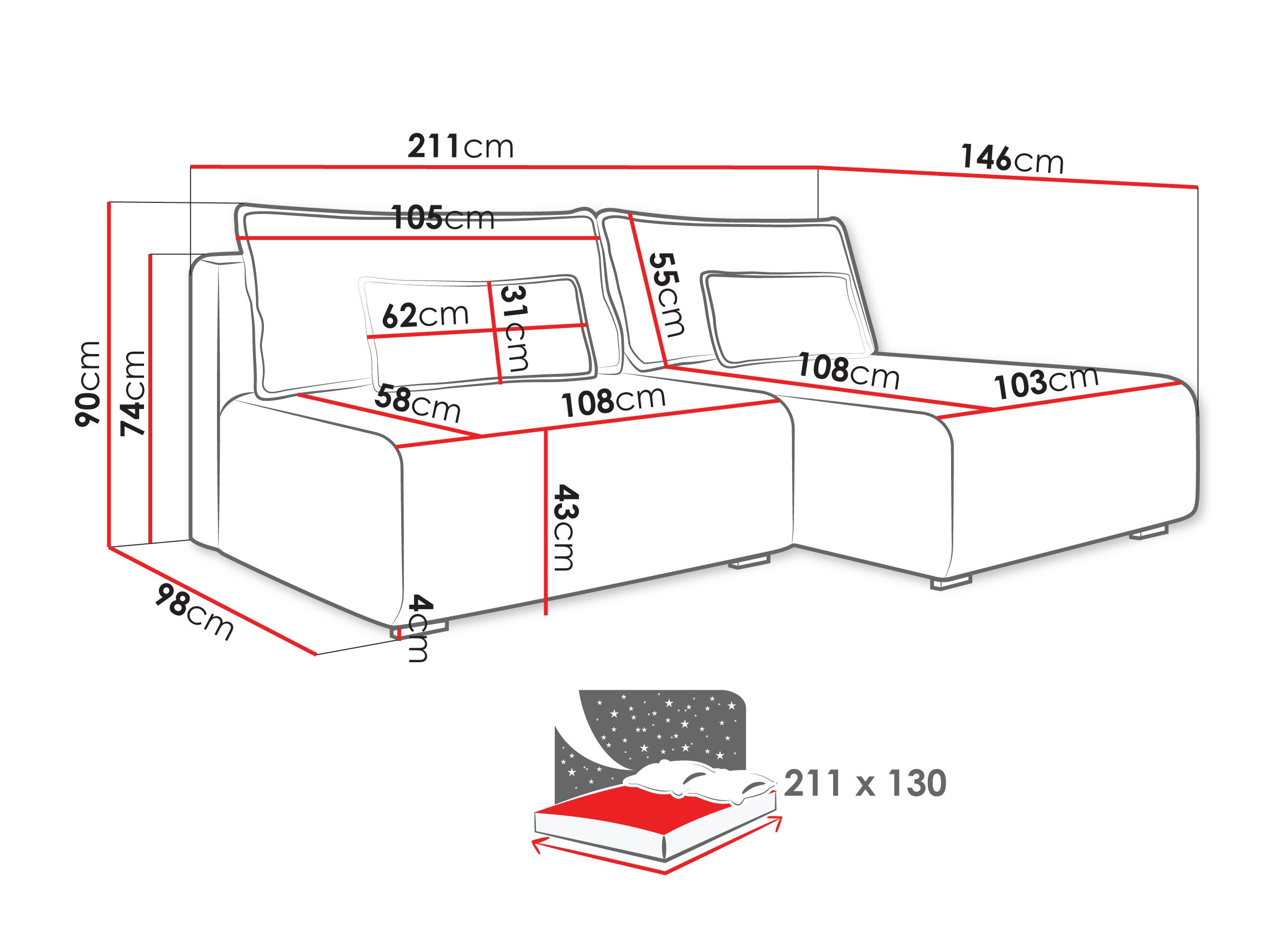 Hjørnesofa TrendyNest Fenestal (Tilia 86)