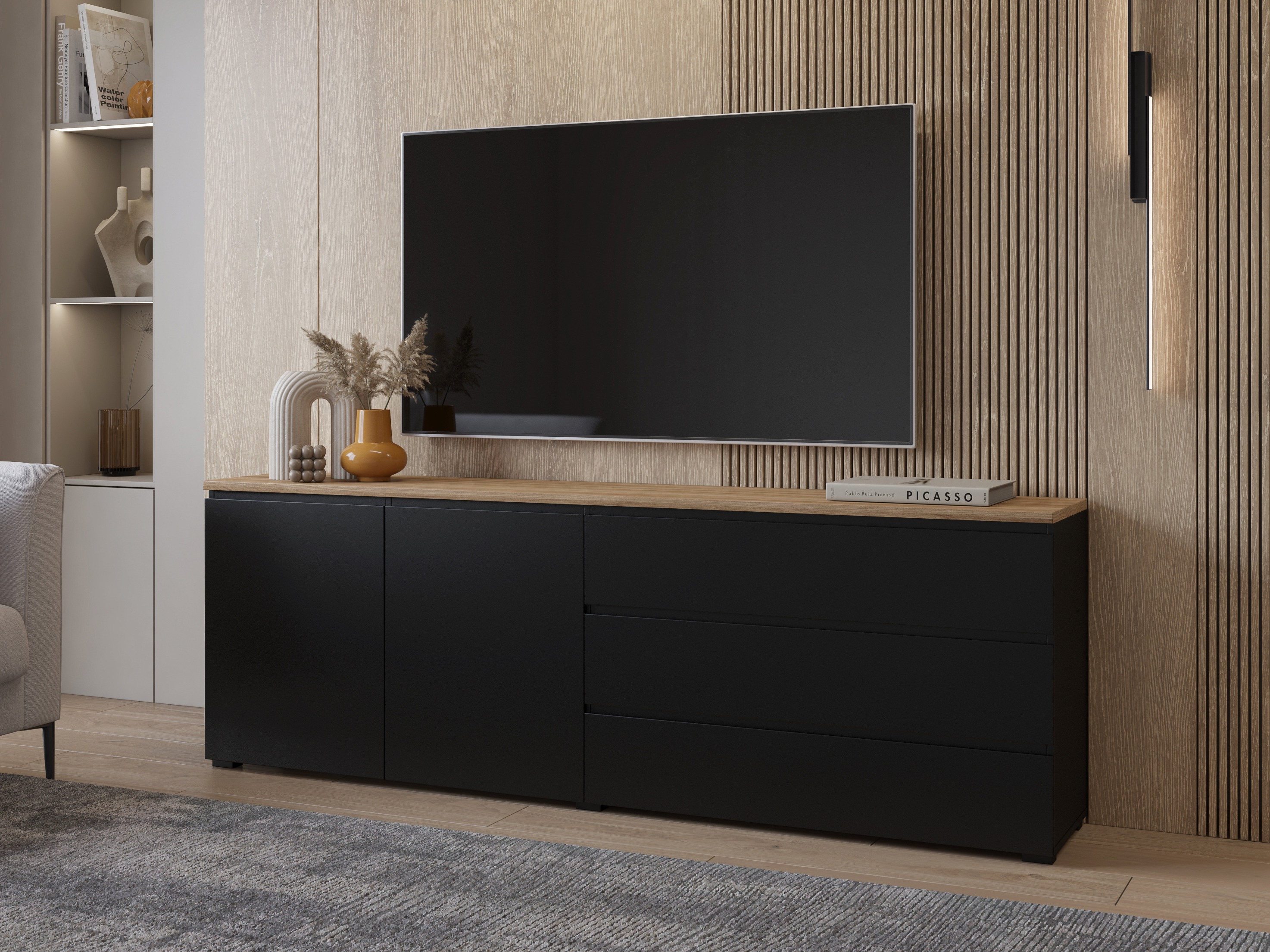 Kommode Baletu 107 (Sort + Egetræ)