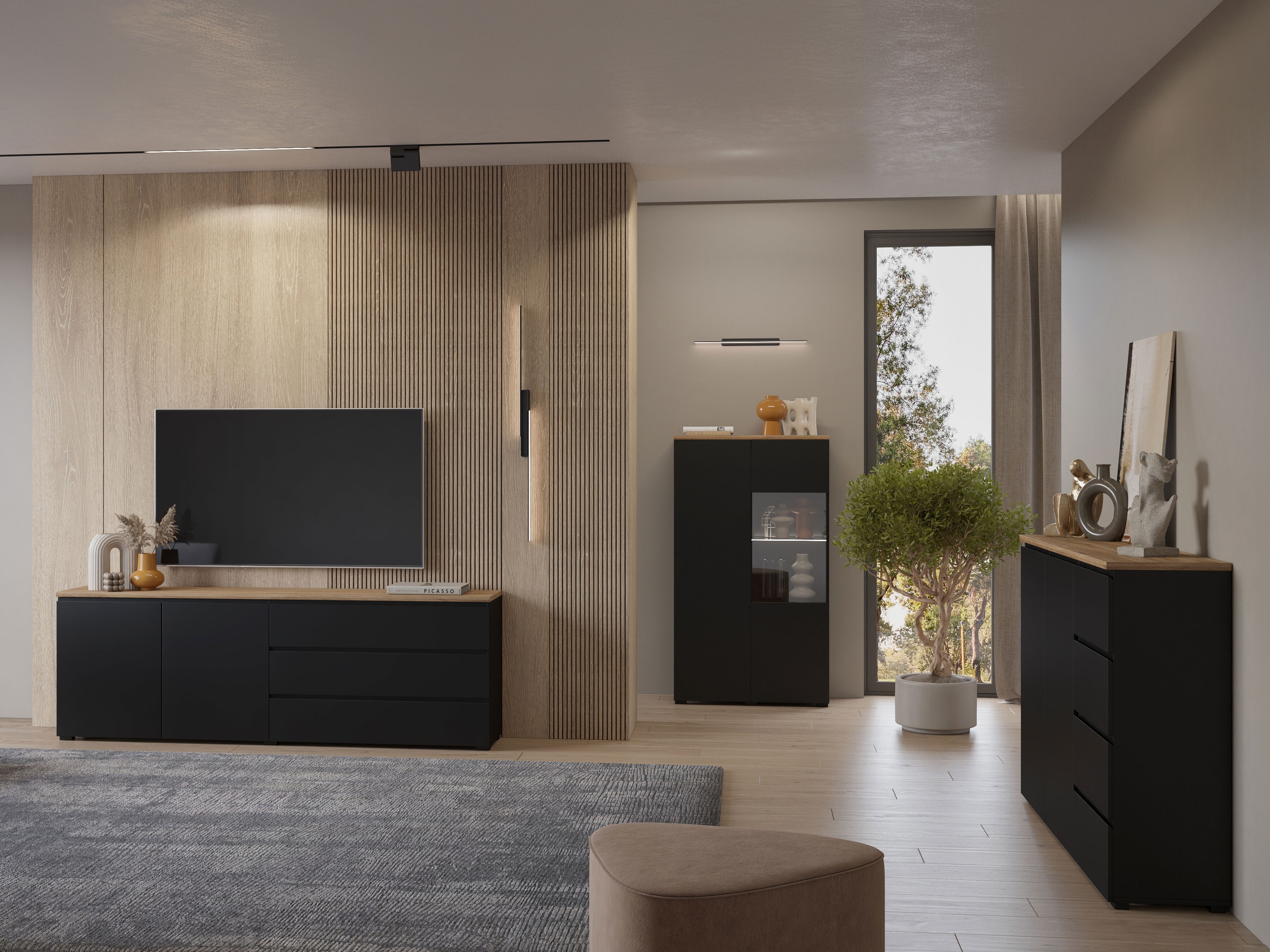 Kommode Baletu 107 (Sort + Egetræ)