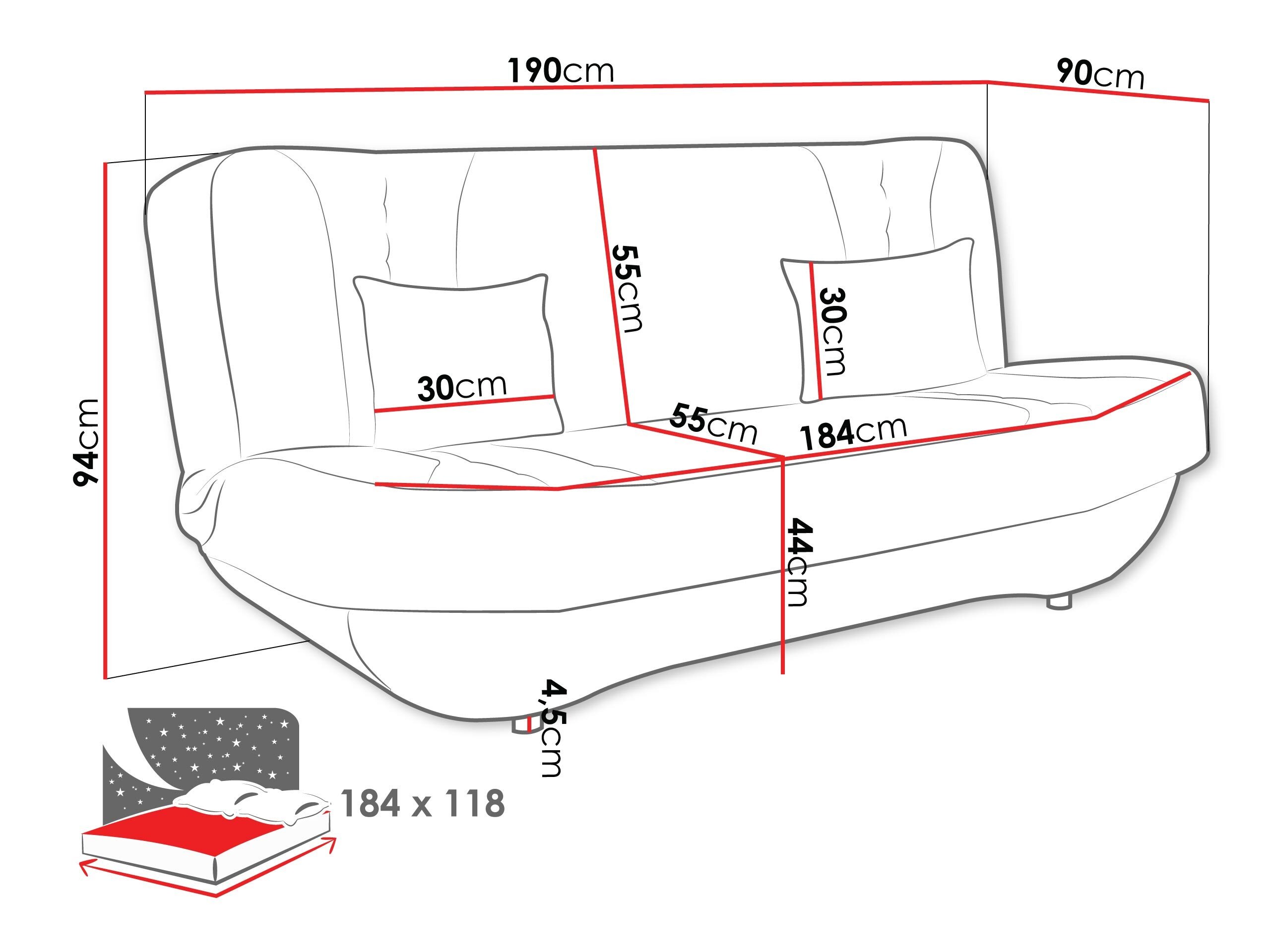 Sovesofa Comfivo Cervus (Alova 04 + Alova 46)