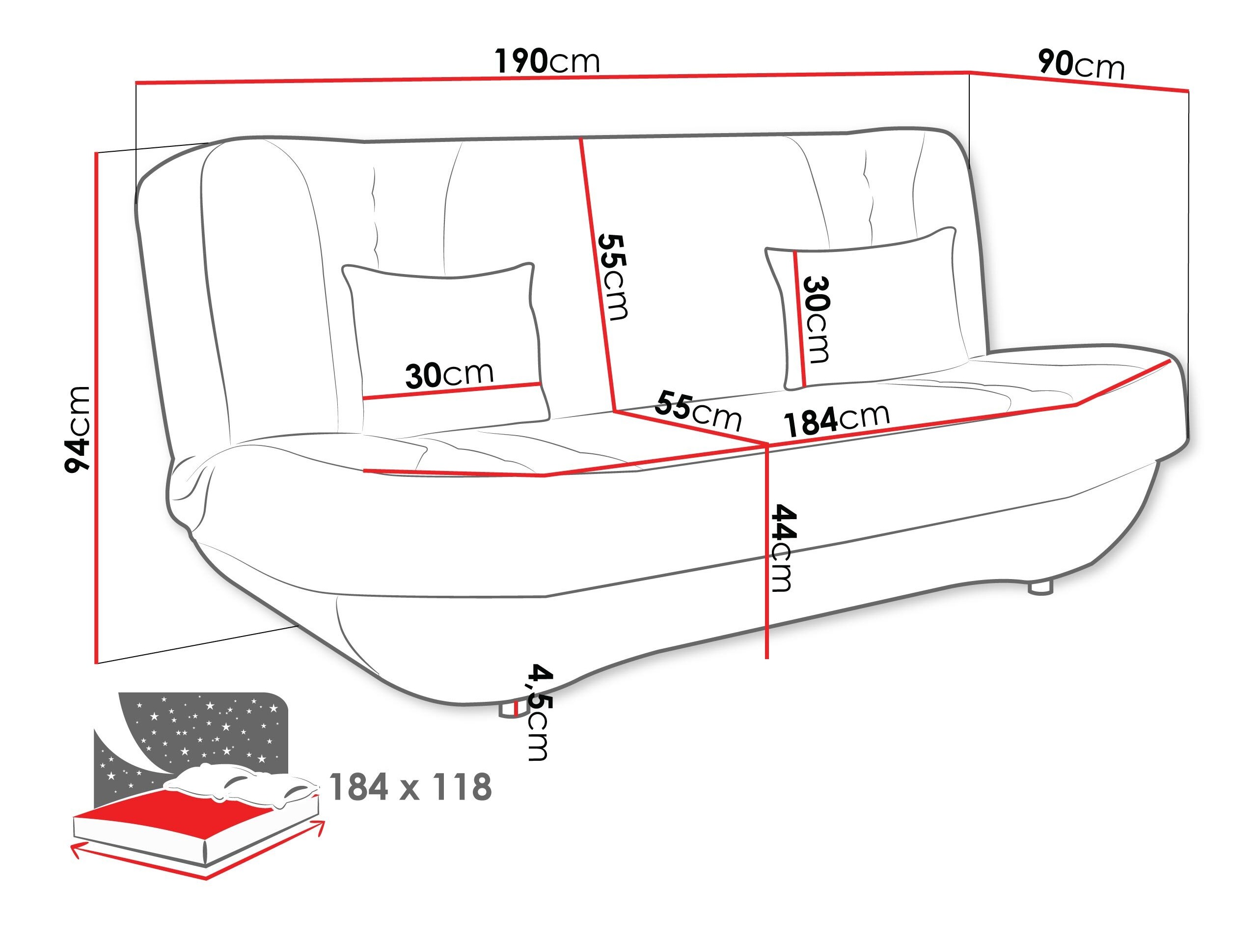 Sovesofa Comfivo Cervus (Magic Velvet 2217 + Magic Velvet 2219)