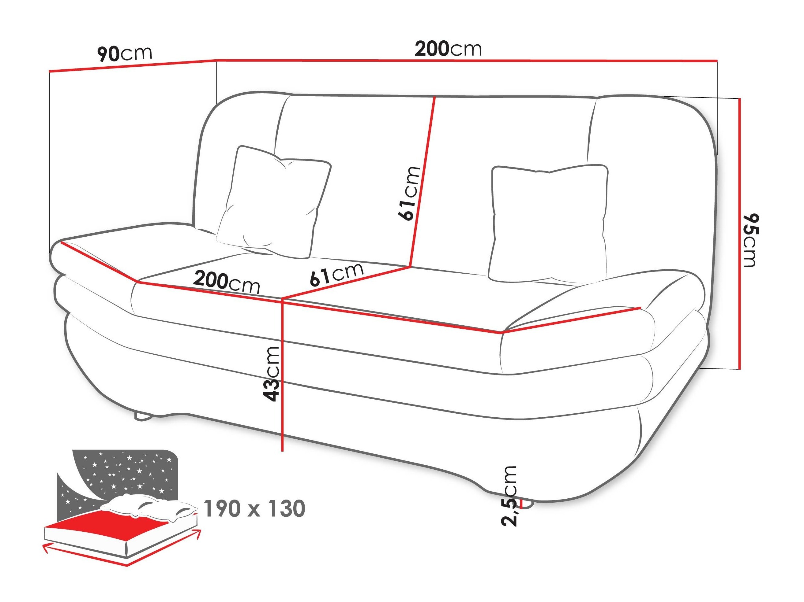Sovesofa Comfivo Silva (Piaingen 05 + Piano 02)