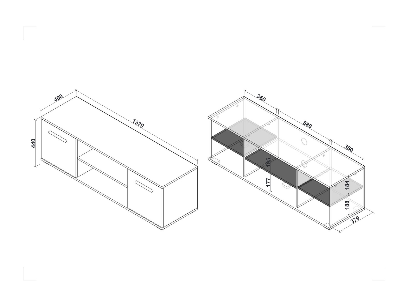 TV-bord Cirveso 109 (Sonoma eg + Glansfuld hvid)