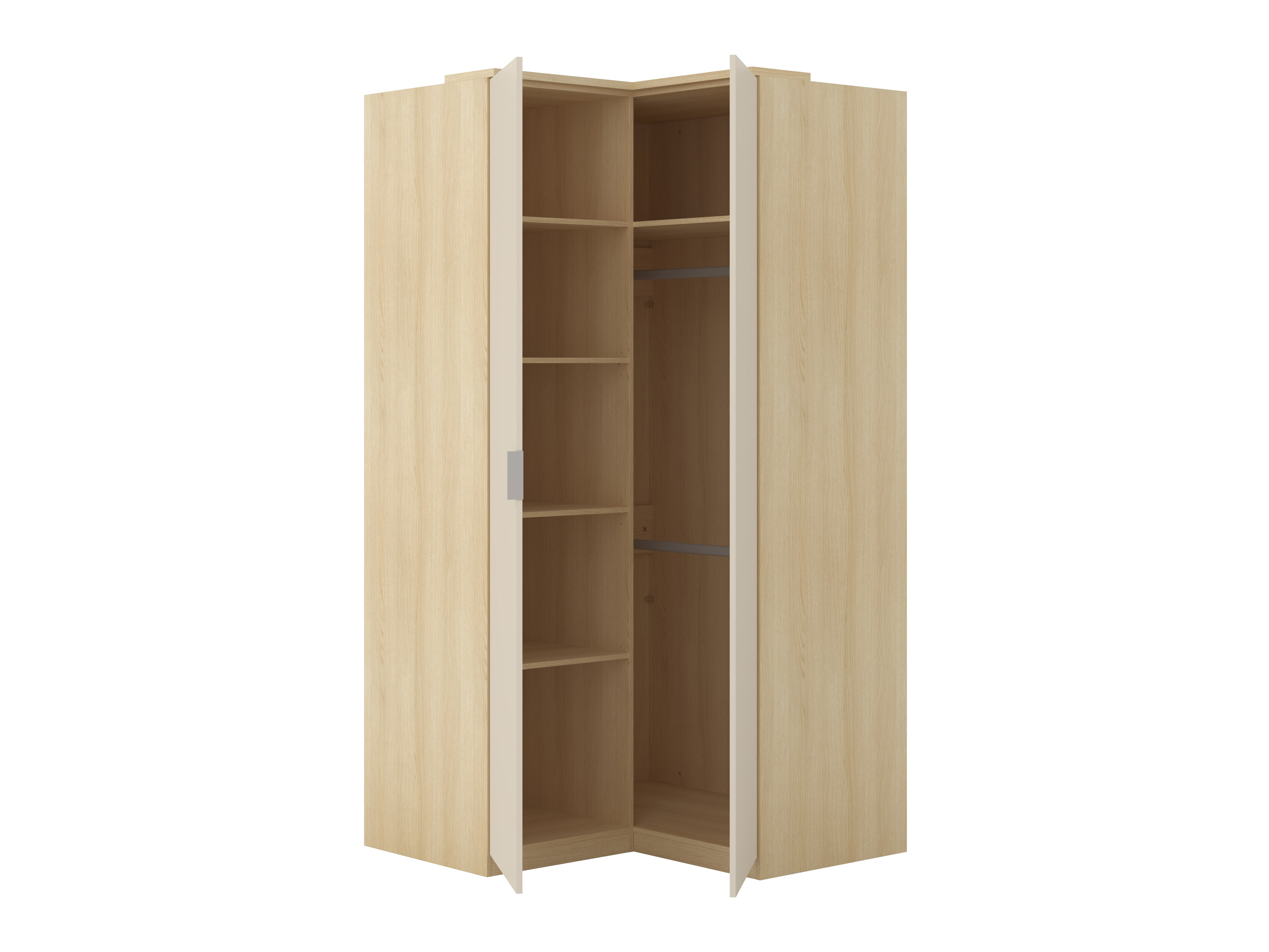 Hjørnegarderob Nolcala 107 (Egetræ + Beige)