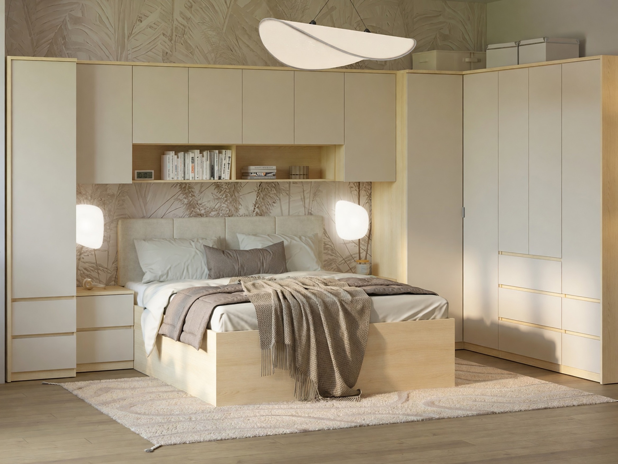 Vægskab Nolcala 105 (Egetræ + Beige)
