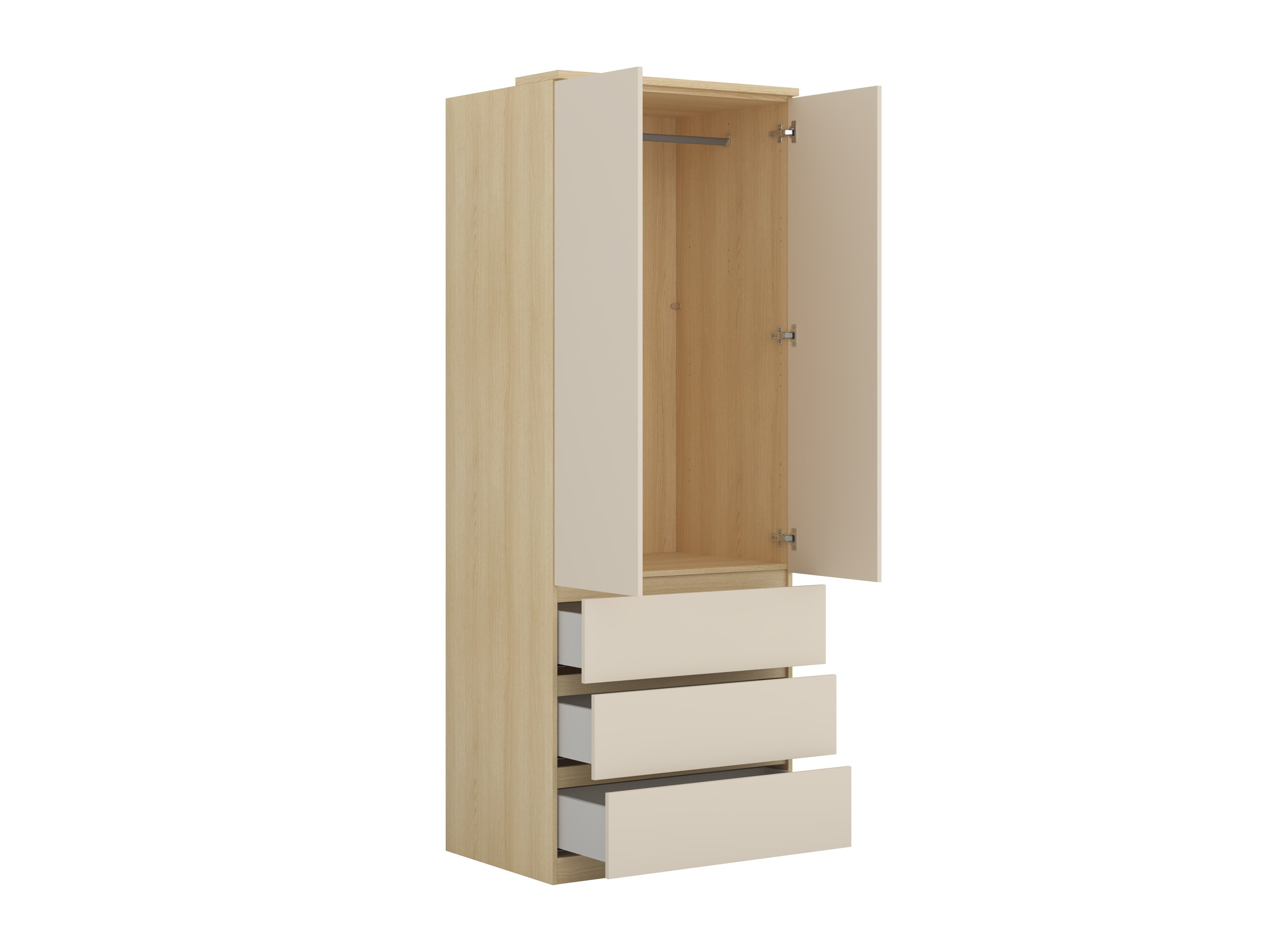 Garderobeskab Nolcala 110 (Egetræ + Beige)