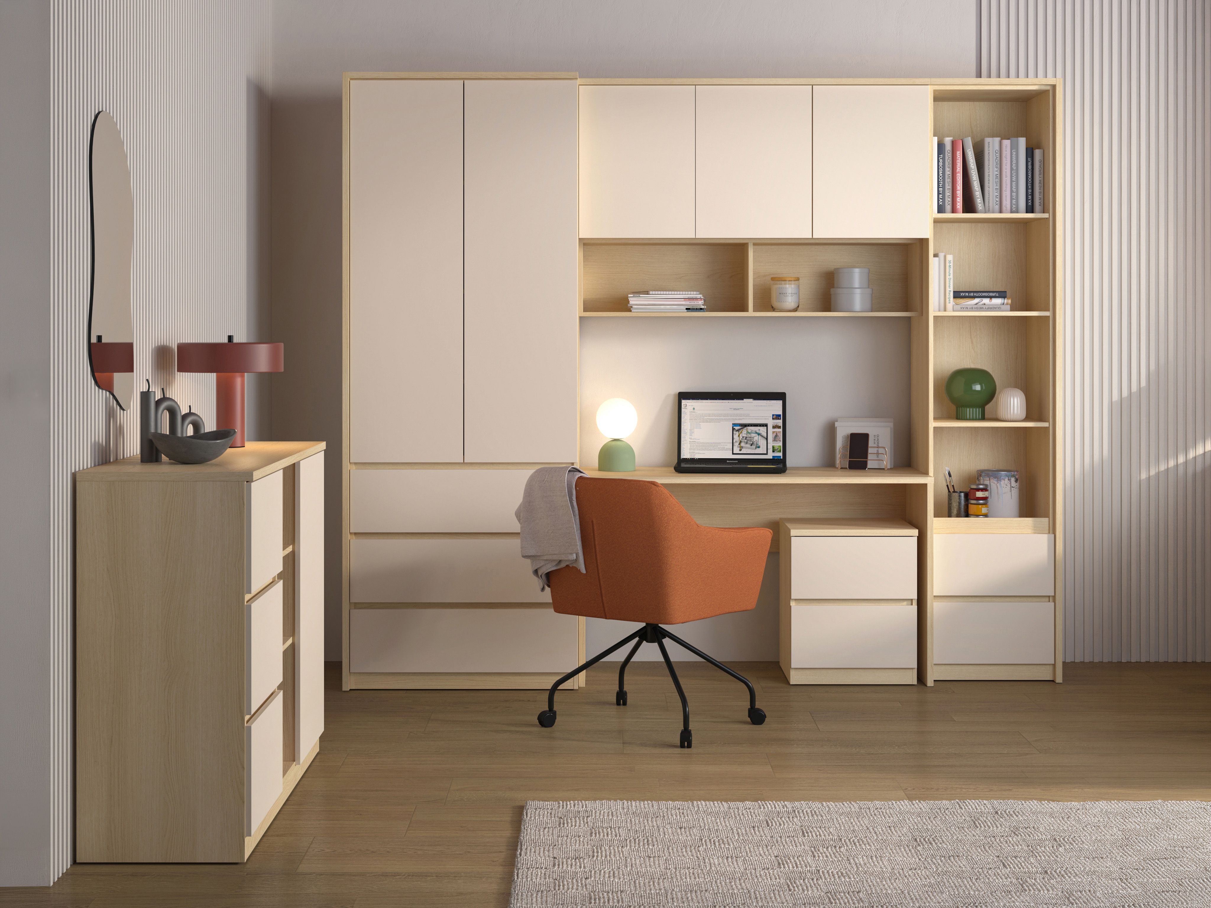 Vægskab Nolcala 104 (Egetræ + Beige)