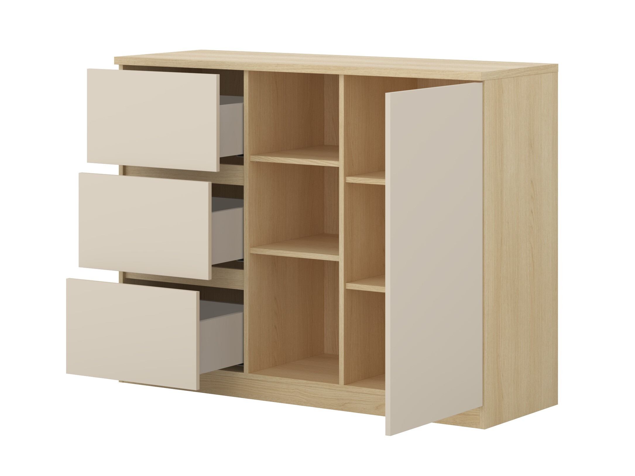 Møbelsæt Nolcala 122 (Egetræ + Beige)